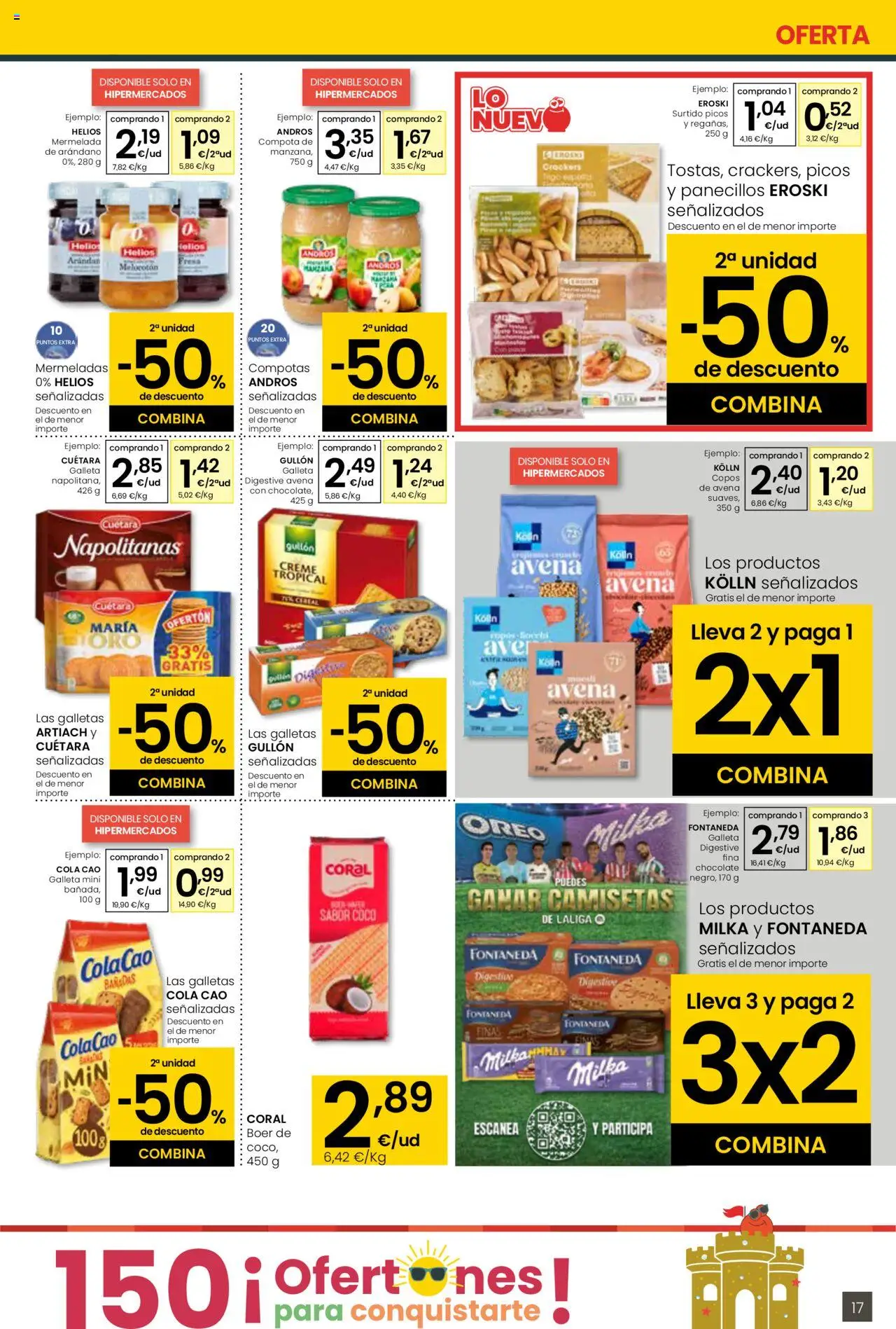 Eroski - Para conquistarte │ válido desde el 14.08.2025 | Página: 17 | Productos: Chocolate, Τυρόπιτα, Galletas, Copos