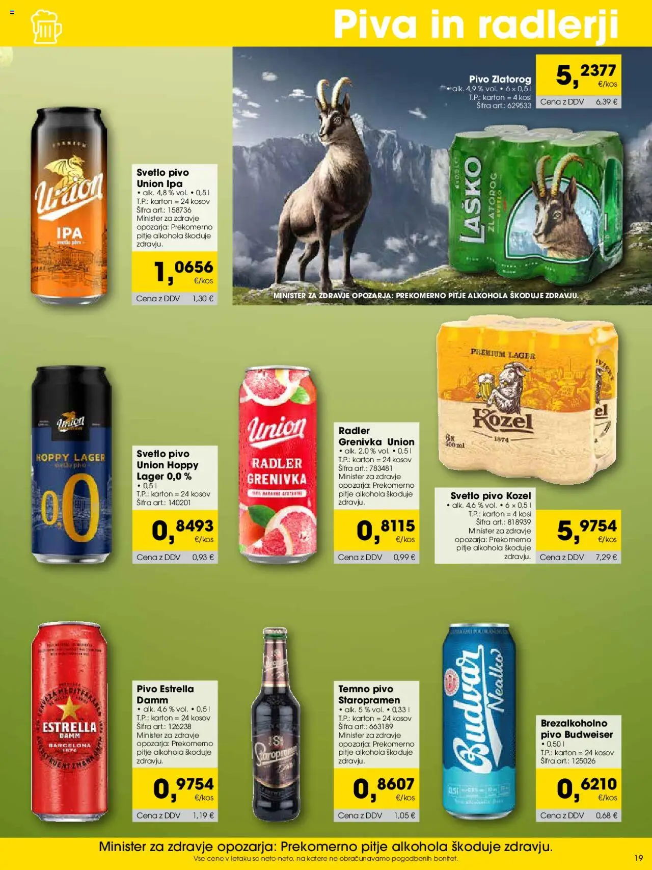 Novi Tuš katalog ponudbe – veljaven od 01.10.2025 | Stran: 19 | Izdelki: Radler, Pivo, Grenivka