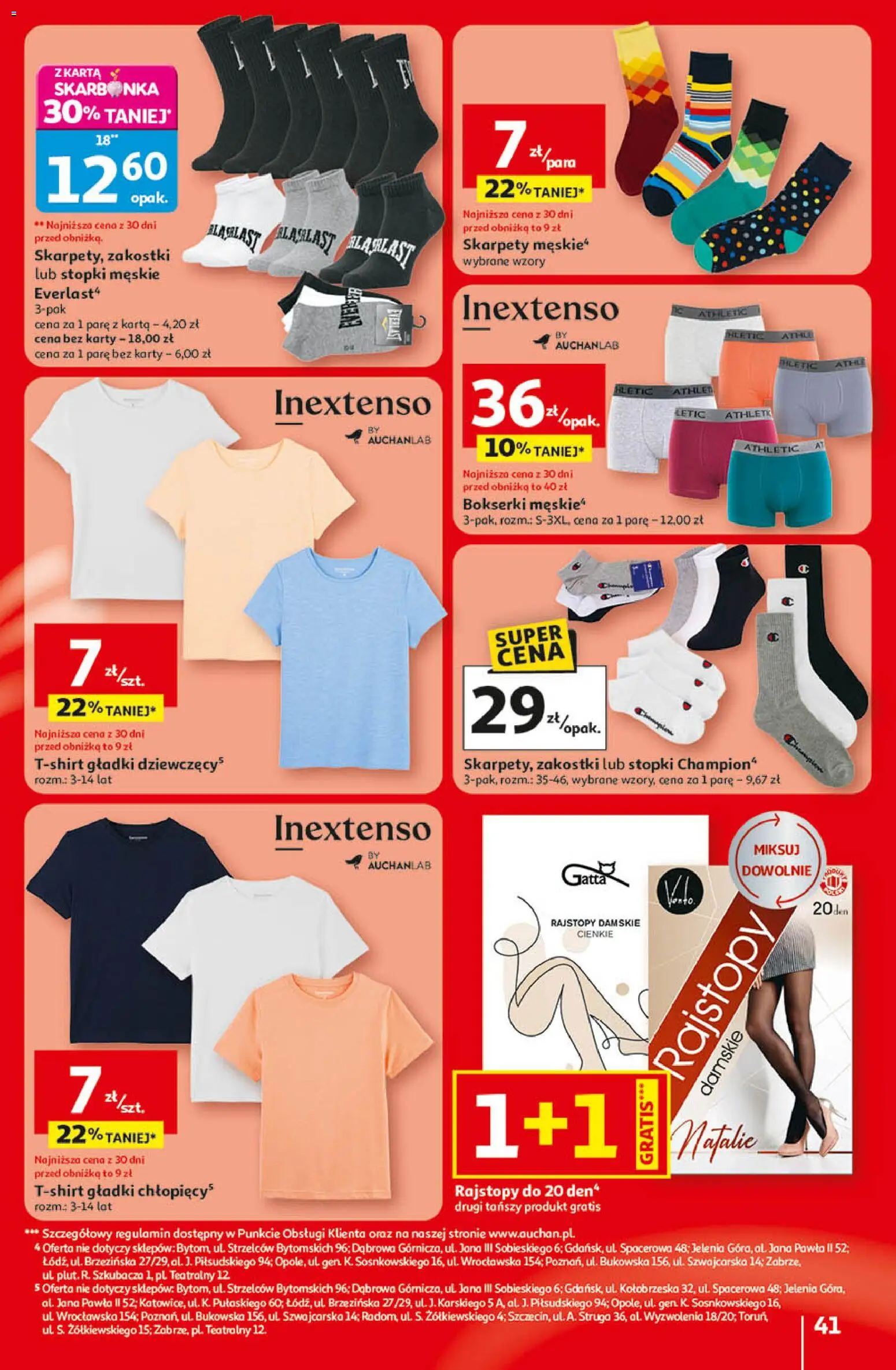 Auchan - Gazetka 30 Lat Hipermarket  od 09.04.2026 | Strona: 41 | Produkty: Karta, Skarpety, Rajstopy, Gatta