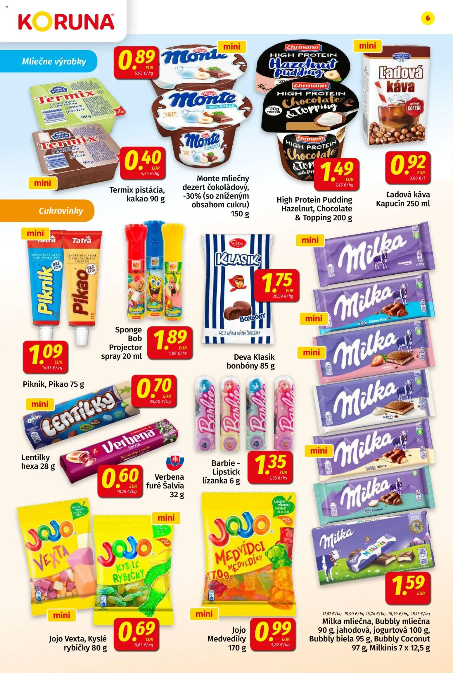 Nové Koruna akcie – leták je platný od 10.04.2026 | Strana: 6 | Produkty: Káva, Milka, Pistácie, Kakao