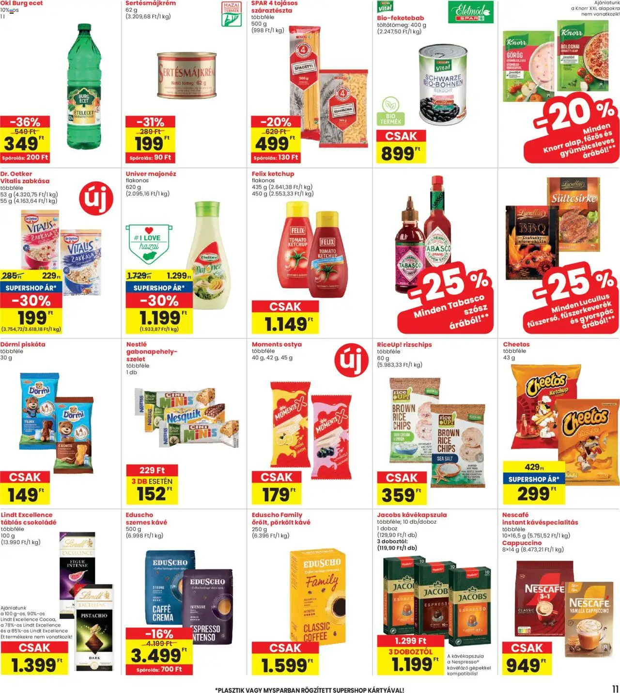 Interspar akciós ujság - amely érvényes a következő dátumtól: 26.06.2025 | Oldal: 11 | Termékek: Piskóta, Gabonapehely, Cappuccino, Zabkása