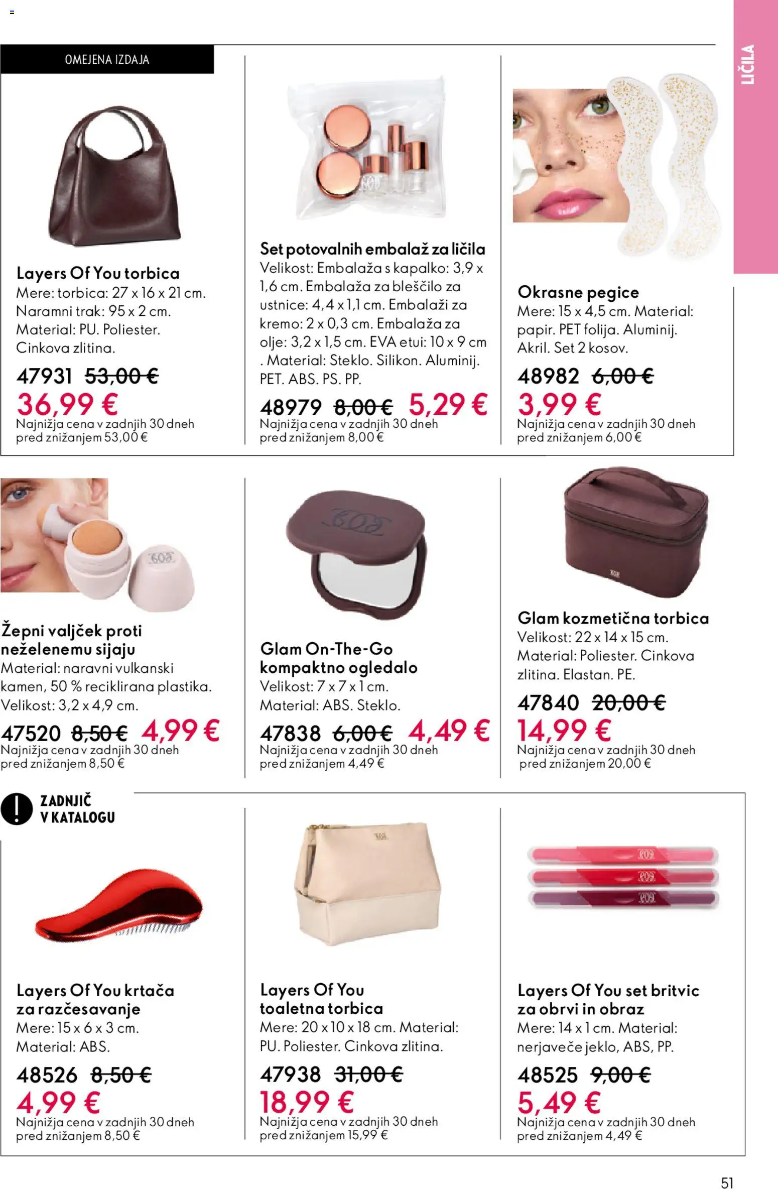 Novi Oriflame katalog ponudbe – veljaven od 22.04.2026 | Stran: 51 | Izdelki: Toaletna torbica, Ogledalo, Blescilo za ustnice, Torbica