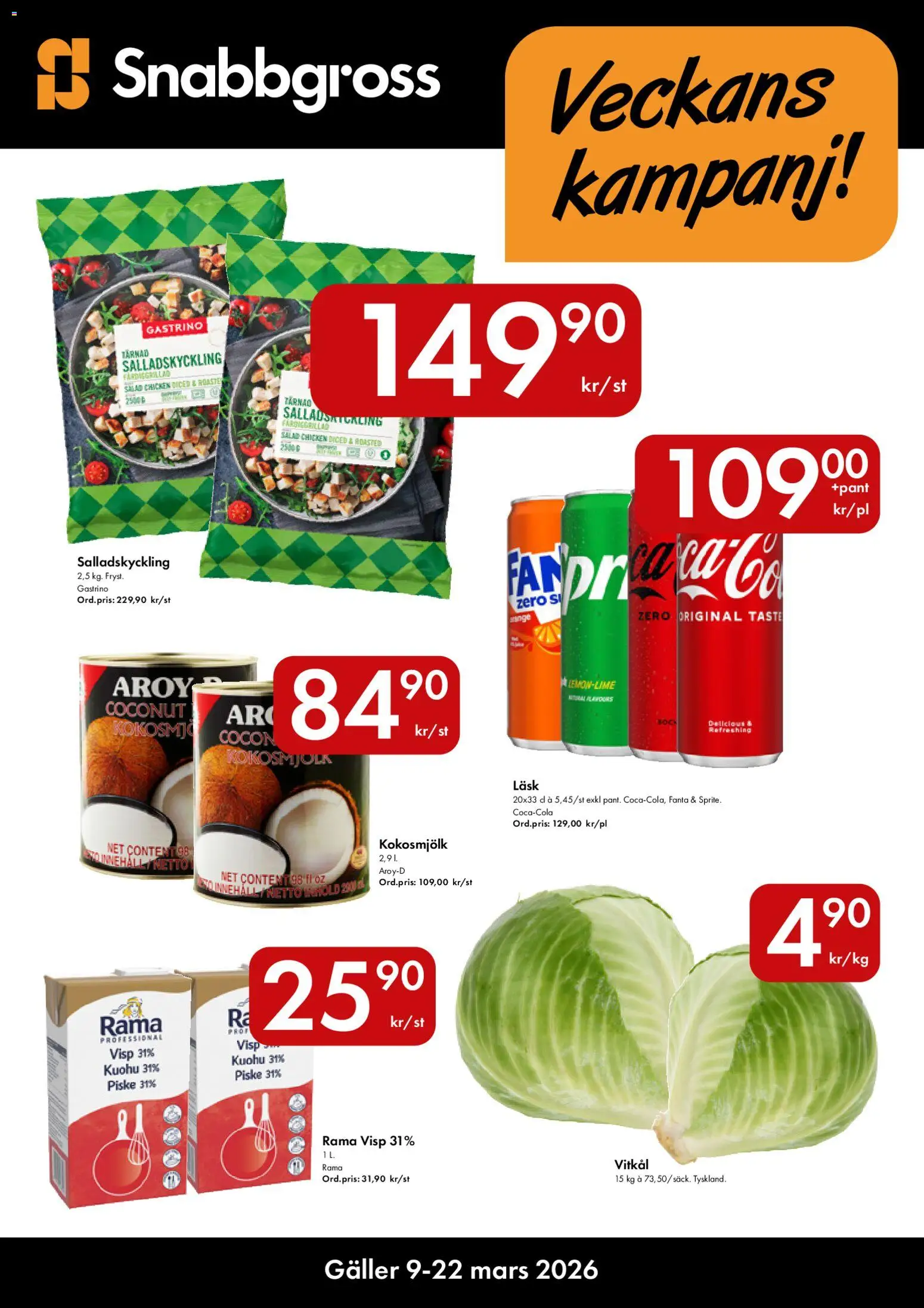 Hypermarkety reklamblad aktuell från 09.03.2026 | Sida: 1 | Produkter: Visp, Galler, Vitkål, Fanta