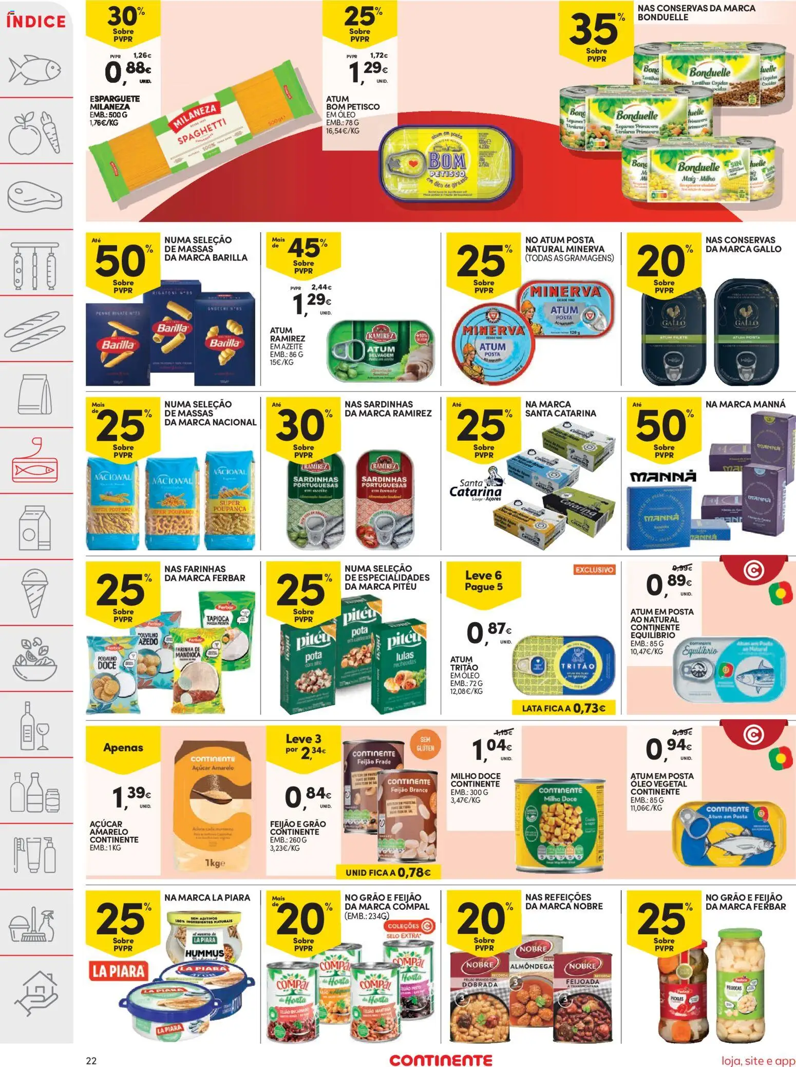 Continente folheto │ válido de 25.11.2025 | Página: 22 | Produtos: Atum, Azeite, Gnocchi, Milho