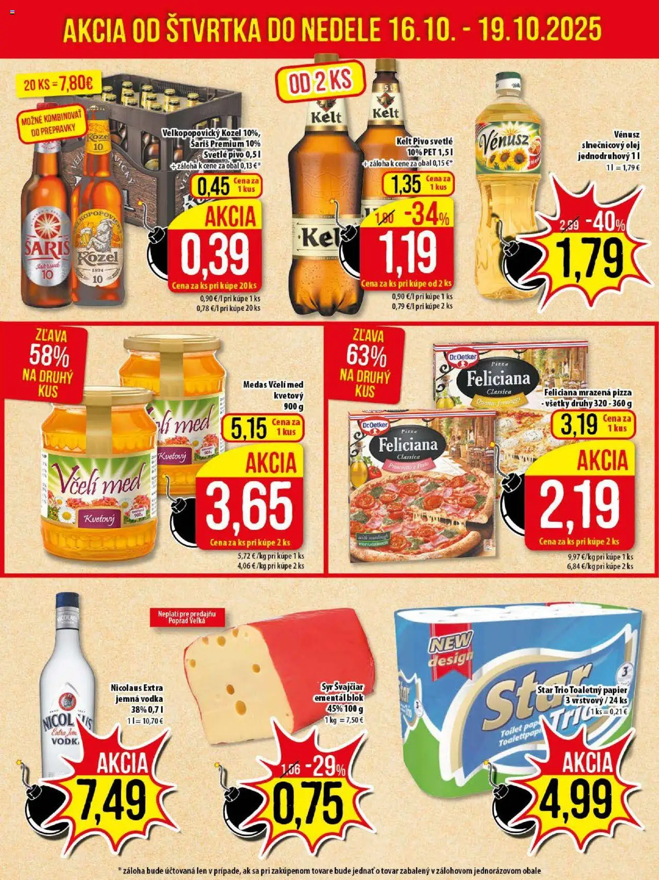 Nové Klas akcie – leták je platný od 13.10.2025 | Strana: 24 | Produkty: Pivo, Pizza, Kelt, Šariš