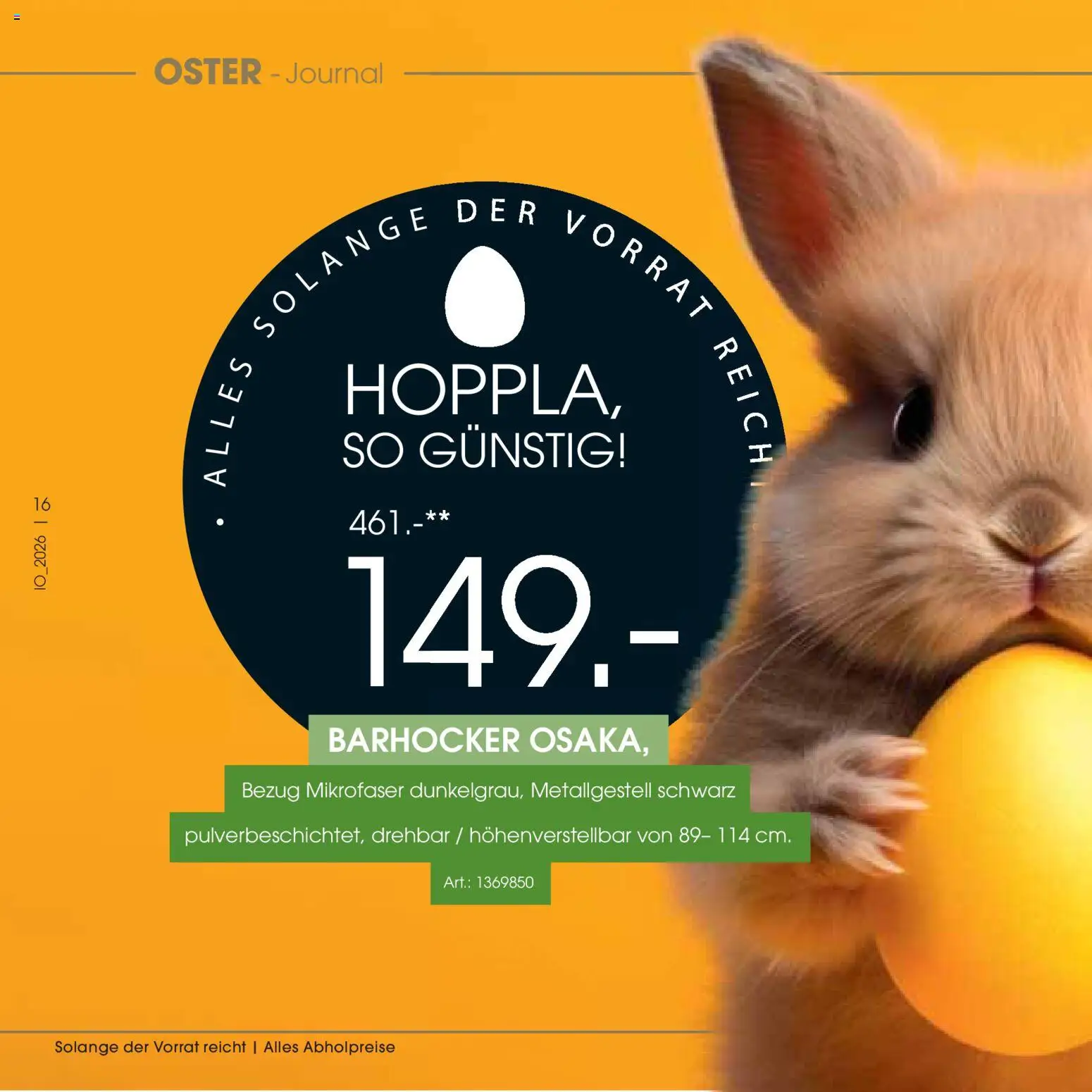 Zurbrüggen Oster-Journal – gültig ab 23.03.2026 | Seite: 16 | Produkte: Barhocker