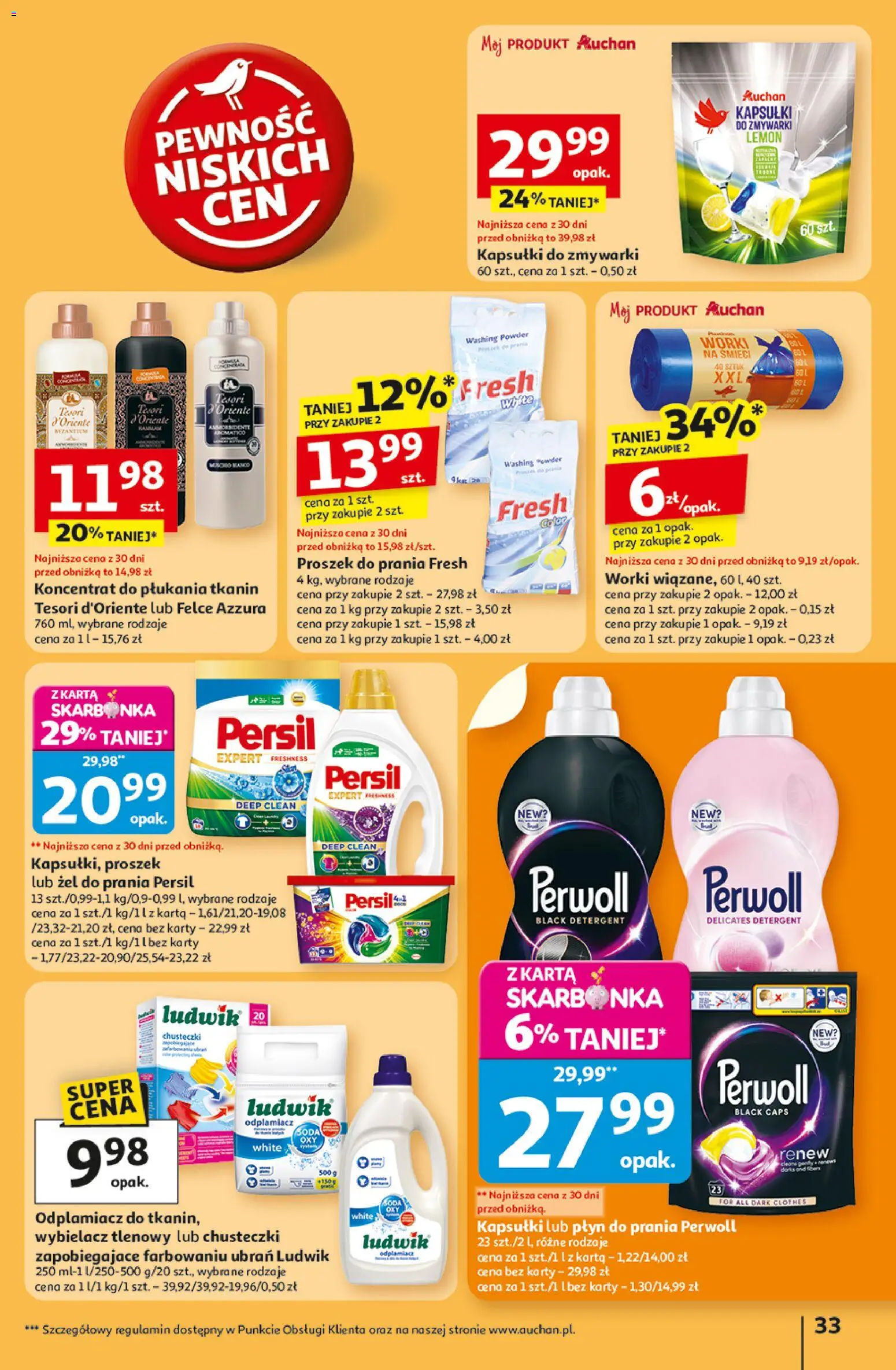 Auchan Gazetka - Pewność niskich cen Hipermarket od 30.10.2025 | Strona: 33 | Produkty: Karta, Persil, Proszek do prania, Detergent
