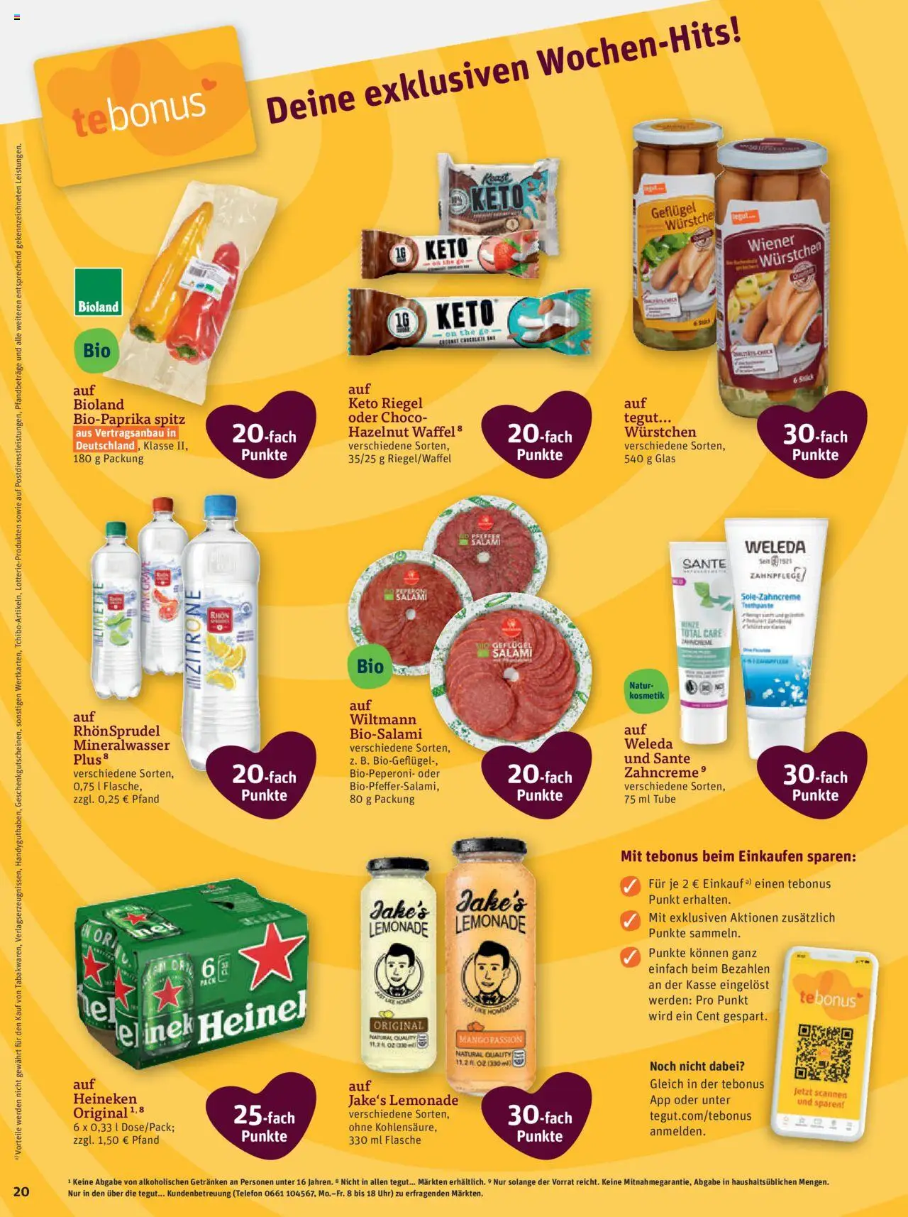 Tegut Prospekt - gültig ab dem 25.08.2025 | Seite: 22 | Produkte: Mineralwasser, Mango, Salami, Telefon