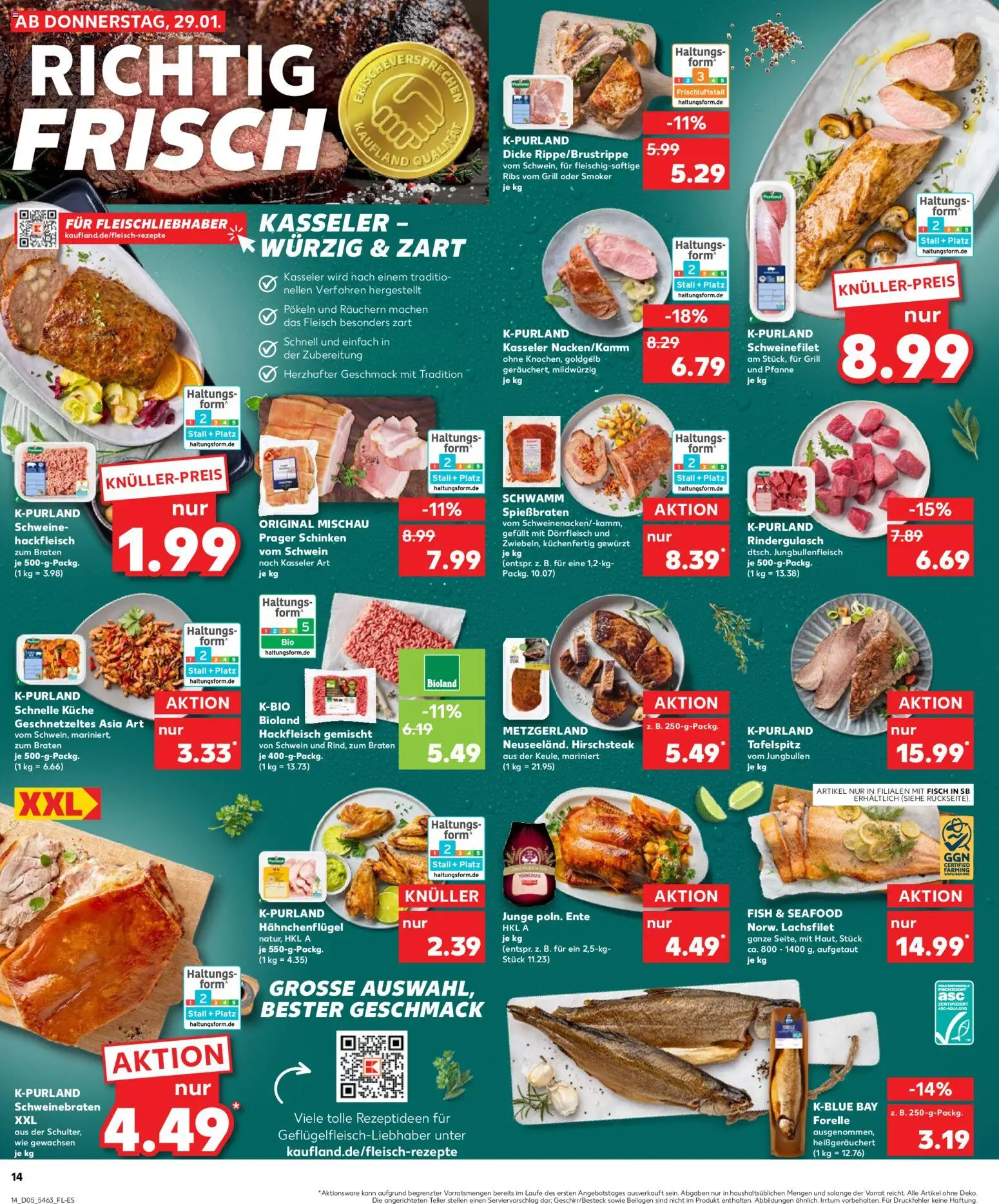 Kaufland prospekt Kiel	 – gültig ab 29.01.2026 | Seite: 14 | Produkte: Grill, Schinken, Ente, Hackfleisch