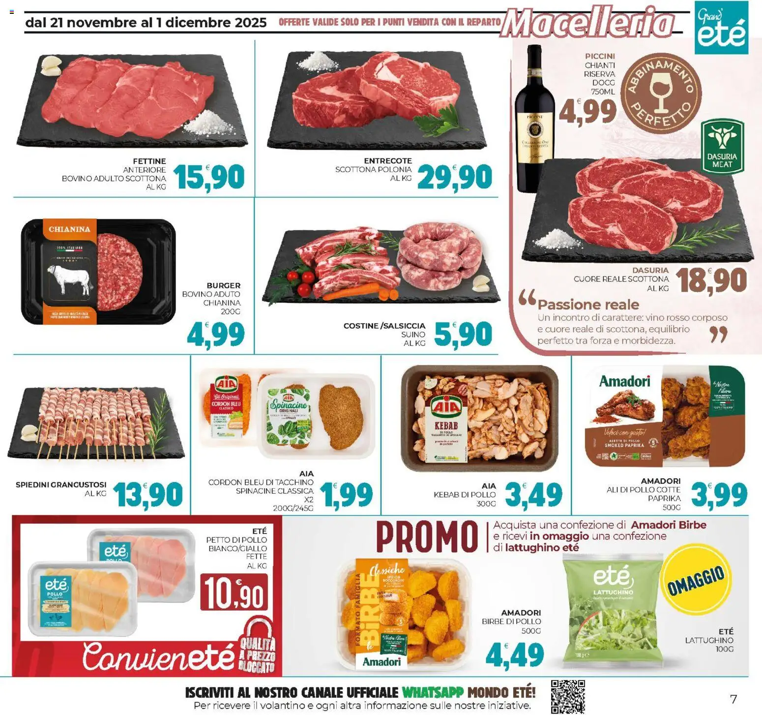 Volantino Eté del 21.11.2025 | Pagina: 7 | Prodotti: Bovino, Pollo, Suino, Vino rosso