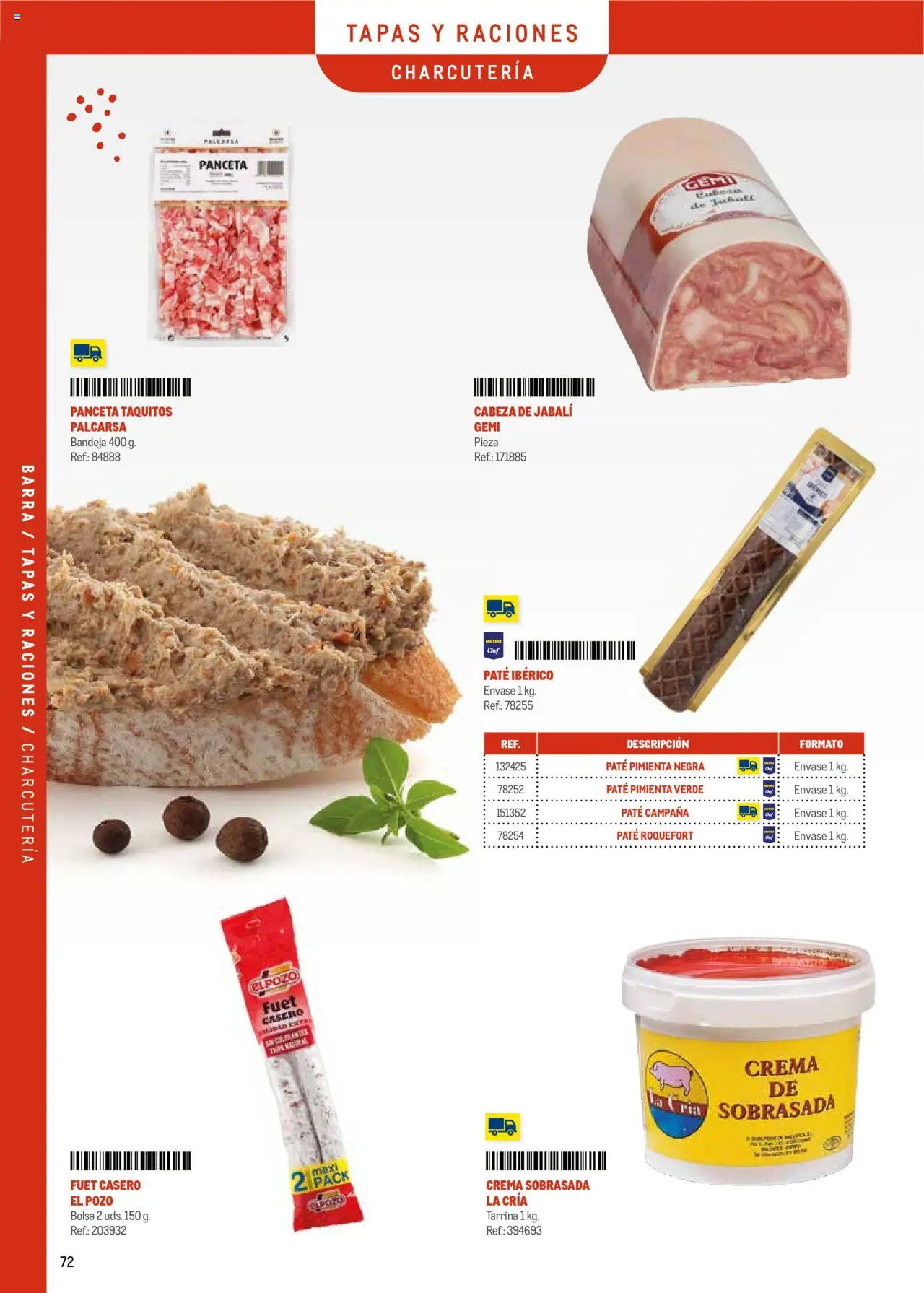 Makro - Menú y Barra Centro │ válido desde el 08.09.2025 | Página: 72 | Productos: Paté, Crema, Bolsa, Sobrasada
