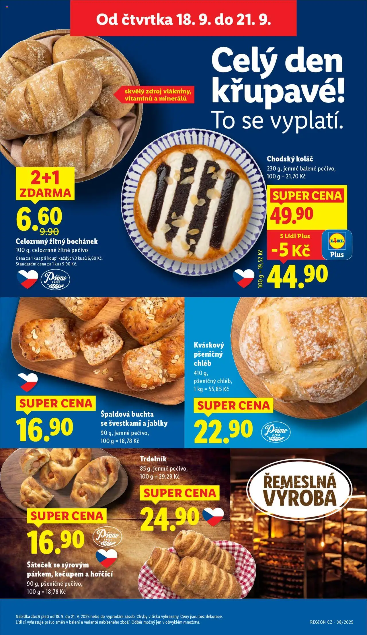 Lidl leták od 18.09.2025 | Strana: 9 | Produkty: Chléb, Pečivo, Žitné pečivo