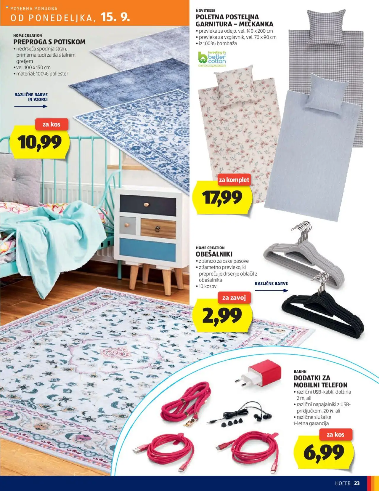 Novi Hofer katalog ponudbe – veljaven od 11.09.2025 | Stran: 23 | Izdelki: Slusalke, Usb, Prevleka, Kos
