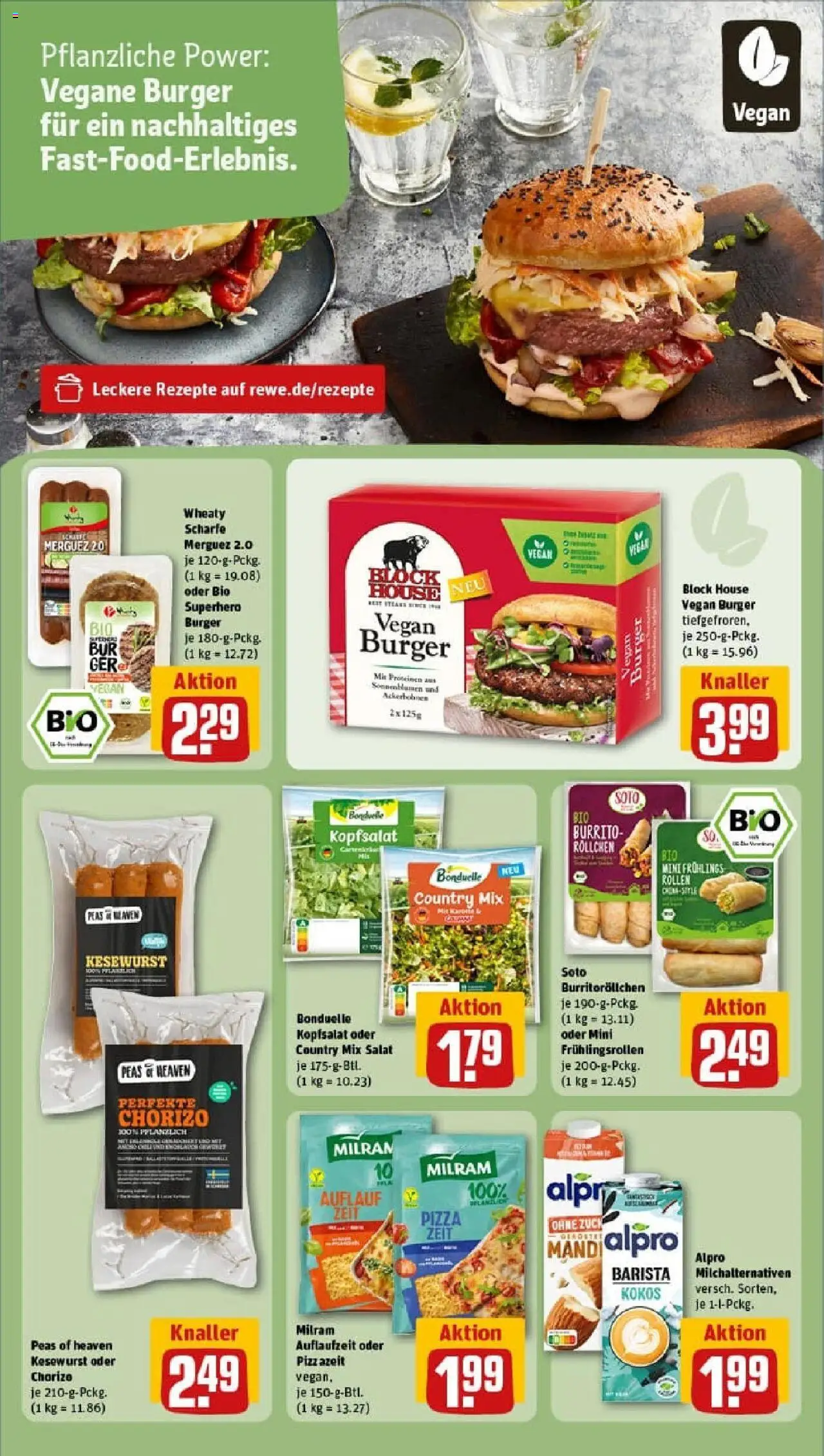 Rewe prospekt Werther	 – gültig ab 19.10.2025 | Seite: 23 | Produkte: Burger, Alpro, Milram, Pizza