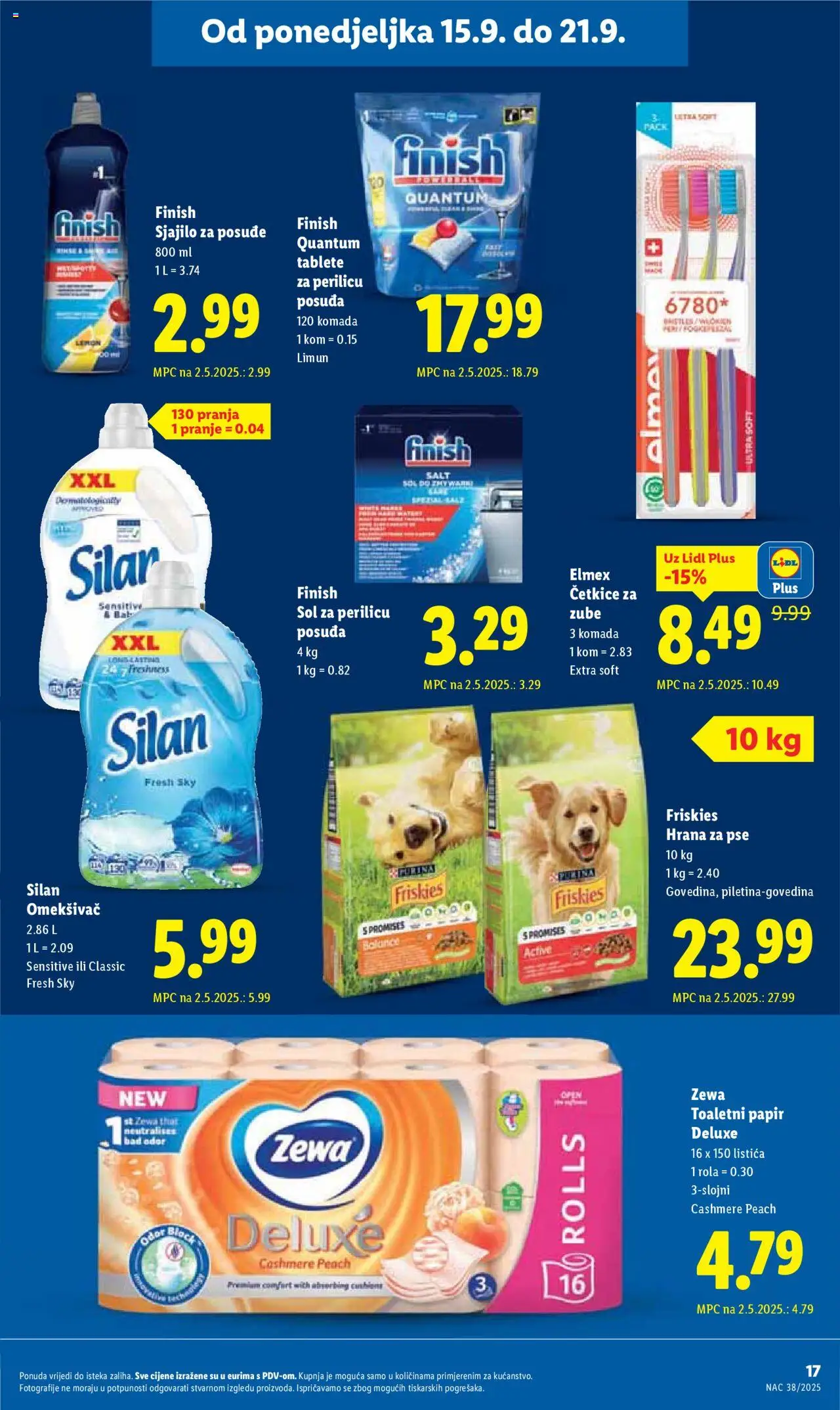 Lidl katalog | vrijedi od 15.09.2025 | Stranica: 17 | Proizvodi: Omekšivač, Tablete za perilicu posuđa, Zewa, Finish