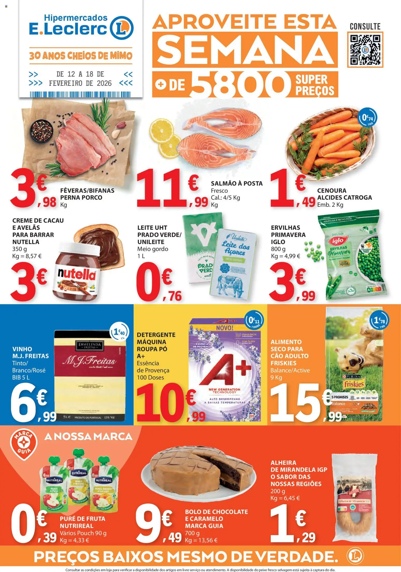 E.Leclerc folheto │ válido de 12.02.2026 | Página: 1 | Produtos: Avelãs, Bolo, Vinho, Cenoura