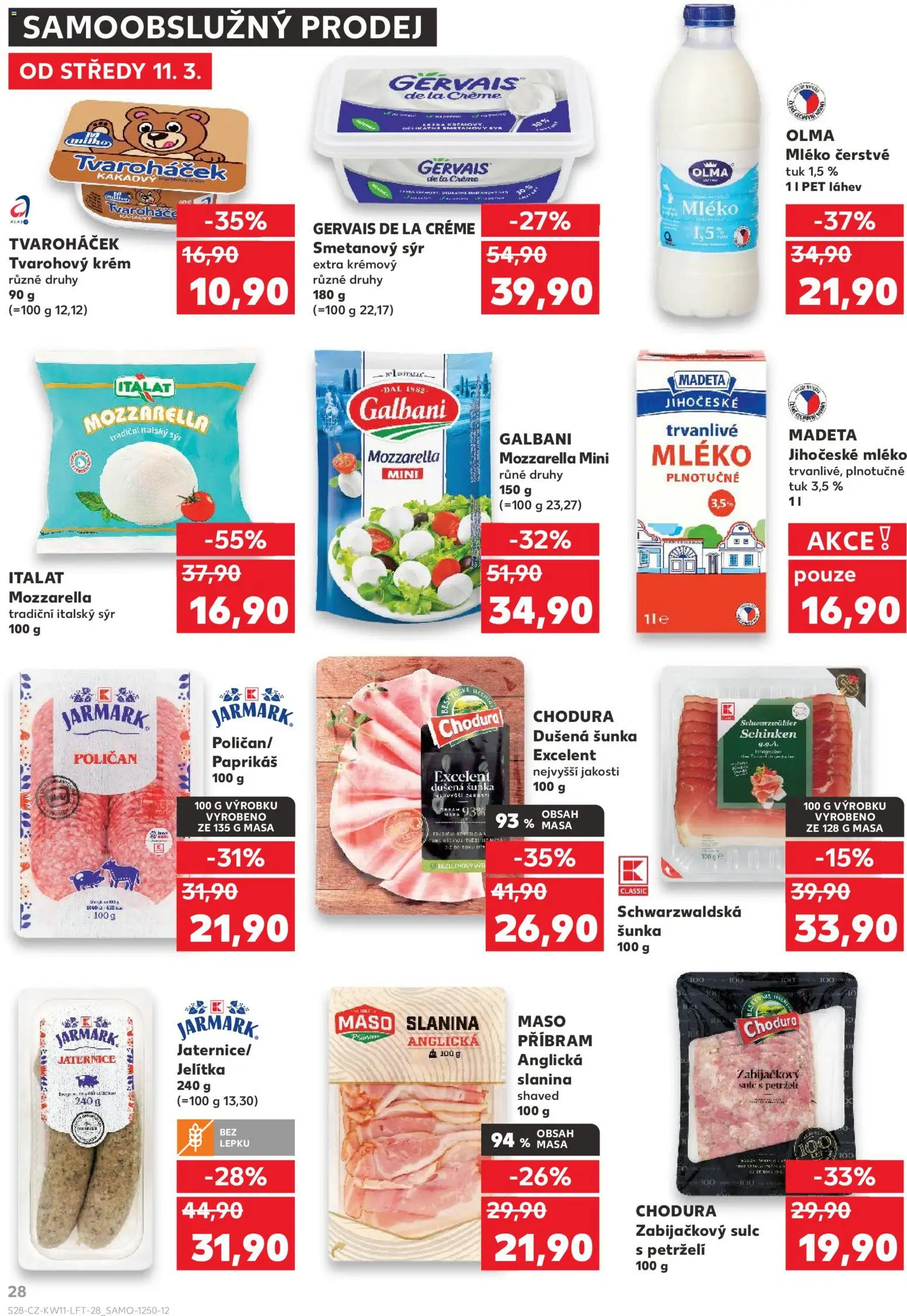 Kaufland leták od 11.03.2026 | Strana: 28 | Produkty: Krém, Smetanový sýr, Mozzarella, Láhev