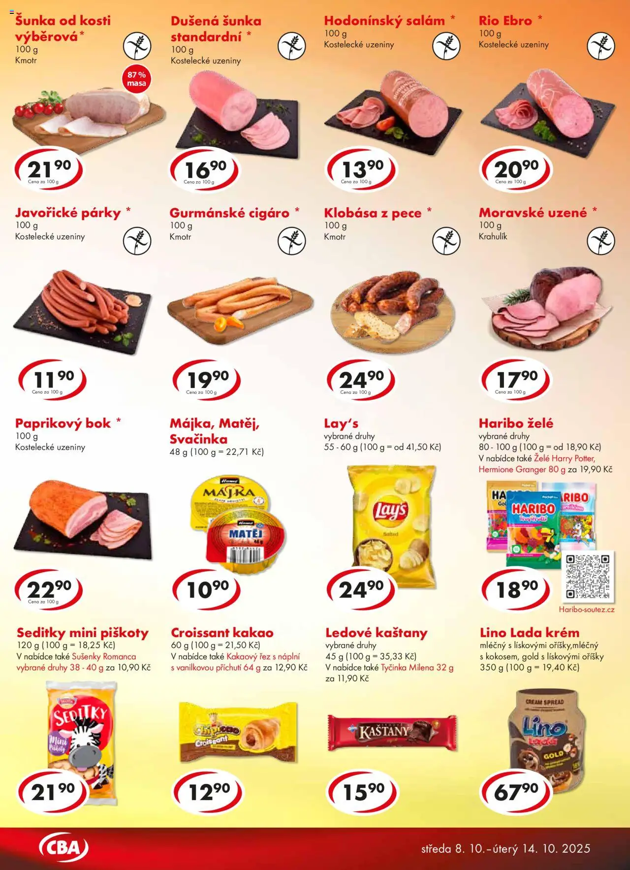 CBA leták - Premium od 08.10.2025 | Strana: 3 | Produkty: Haribo, Piškoty, Croissant, Kakao