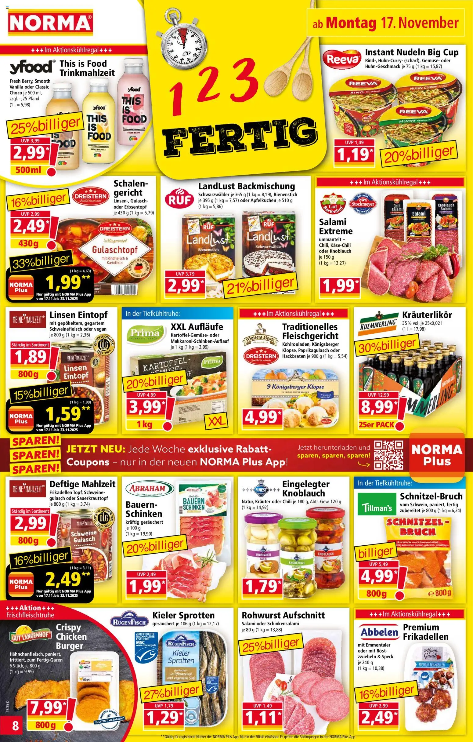 Norma - Black Friday – gültig ab 17.11.2025 | Seite: 8 | Produkte: Schnitzel, Salami, Schweinefleisch, Nudeln