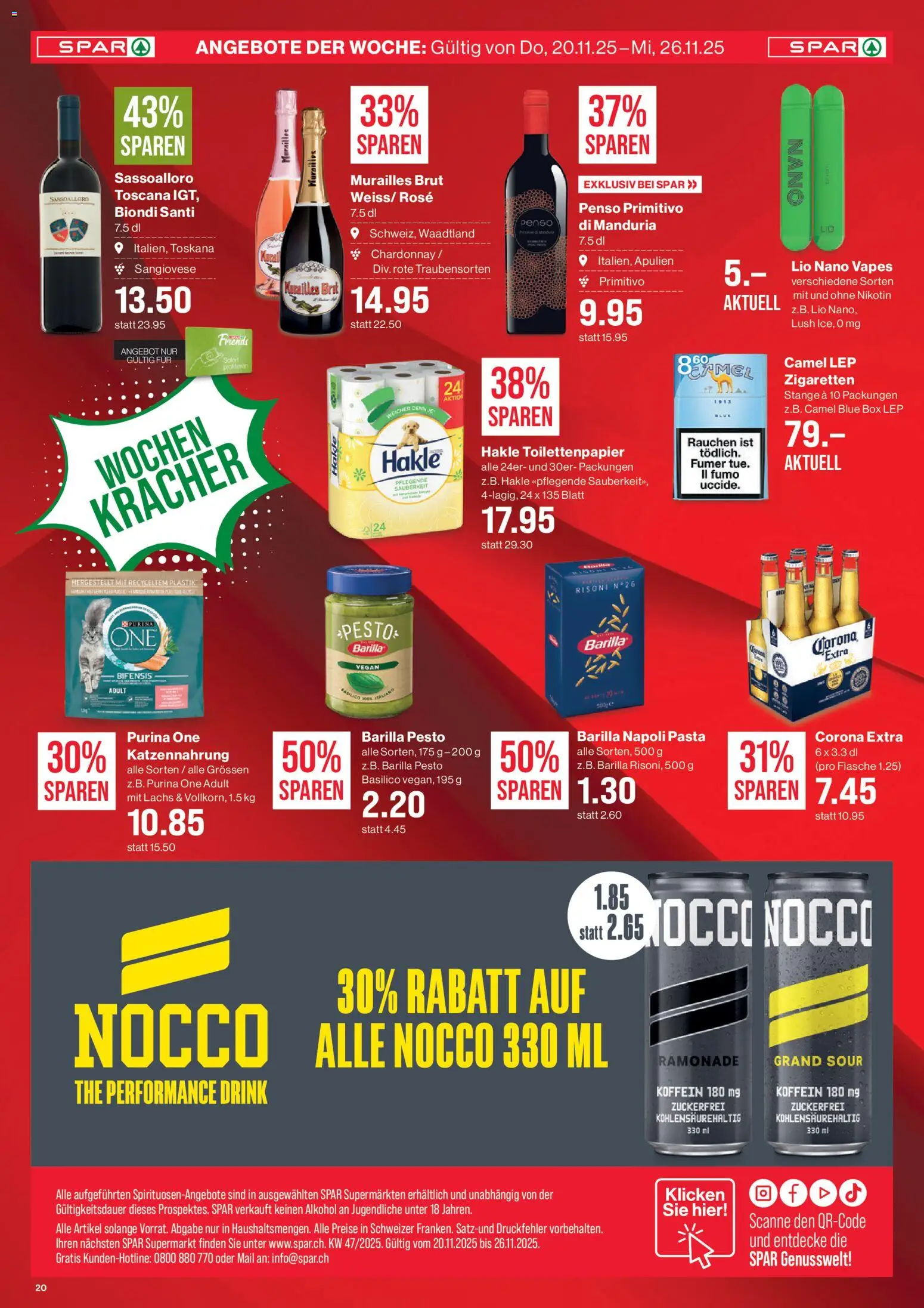 SPAR Aktionen – gültig ab 20.11.2025 | Seite: 20 | Produkte: Box, Barilla, Lachs, Toilettenpapier