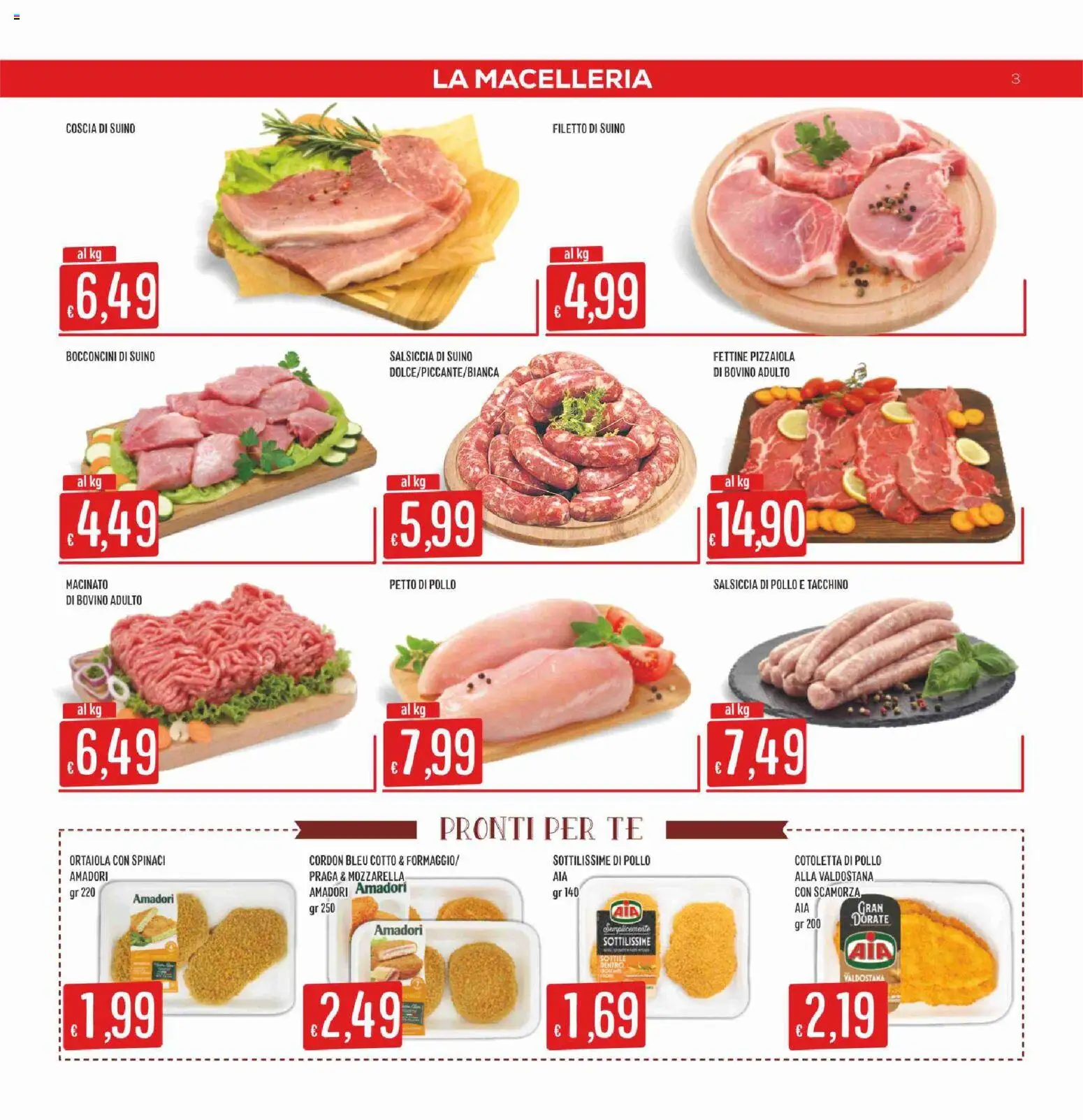 Volantino SISA del 07.04.2026 | Pagina: 3 | Prodotti: Pollo, Suino, Mozzarella, Spinaci