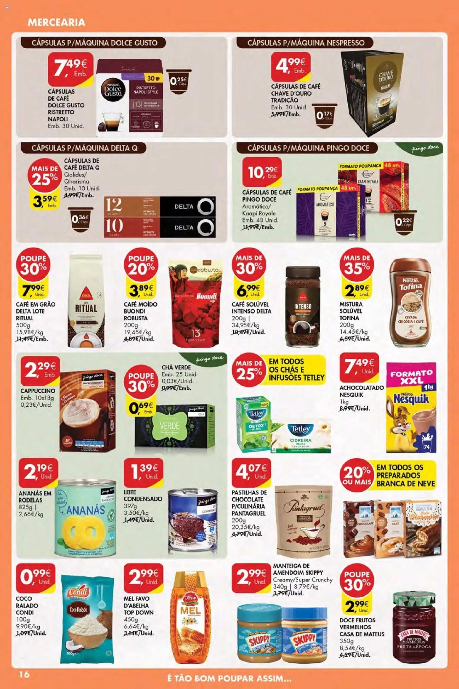 Pingo Doce Poupe Esta Semana Açores │ válido de 23.04.2026 | Página: 16 | Produtos: Leite condensado, Nespresso, Manteiga, Chá