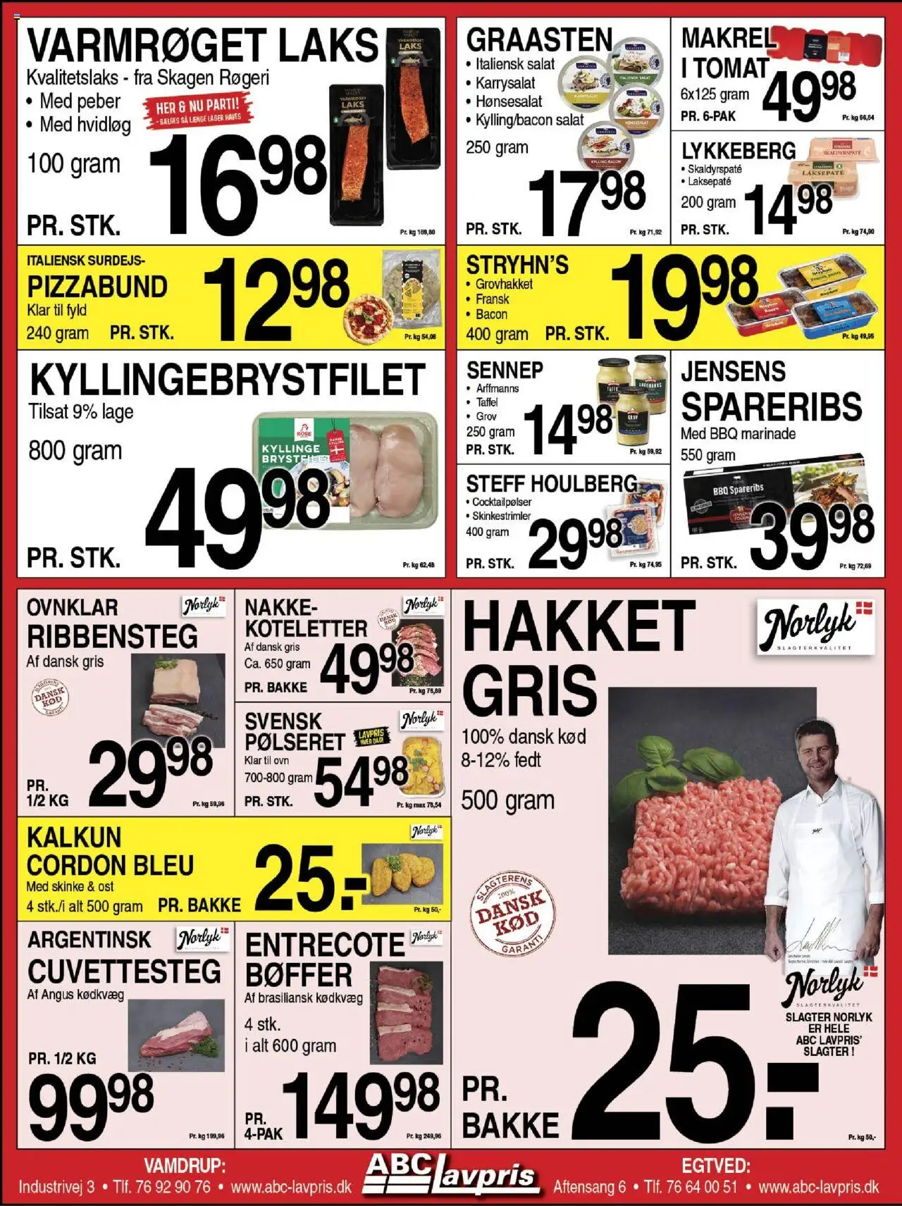 Abc Lavpris tilbudsavis – gyldig fra 08.10.2025 | Side: 4 | Produkter: Cocktailpølser, Spareribs, Makrel, Bacon