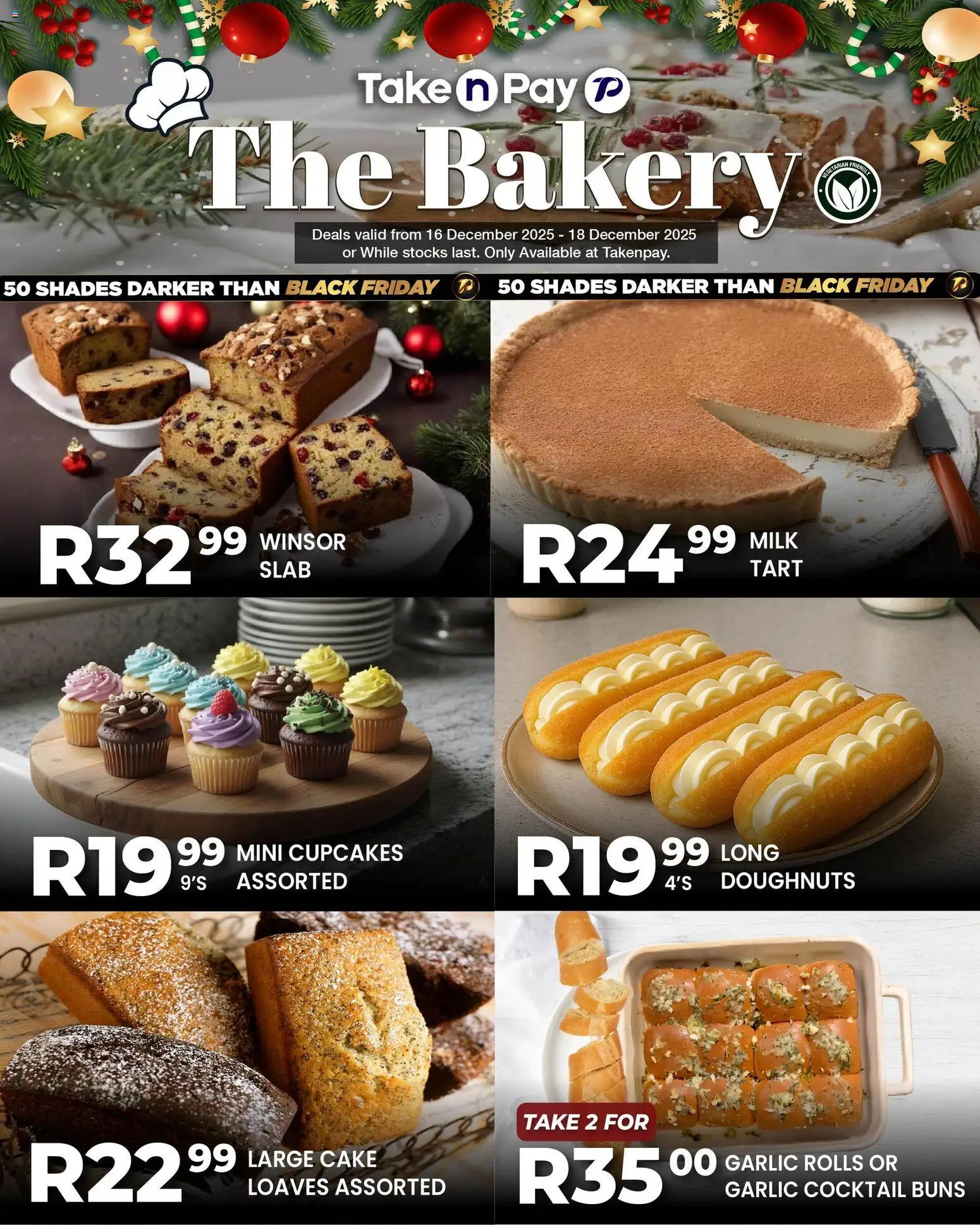 New Take n Pay catalogue – valid from 16.12.2025 | Page: 8 | Products: Cake, Bakery, Buns, Garlic