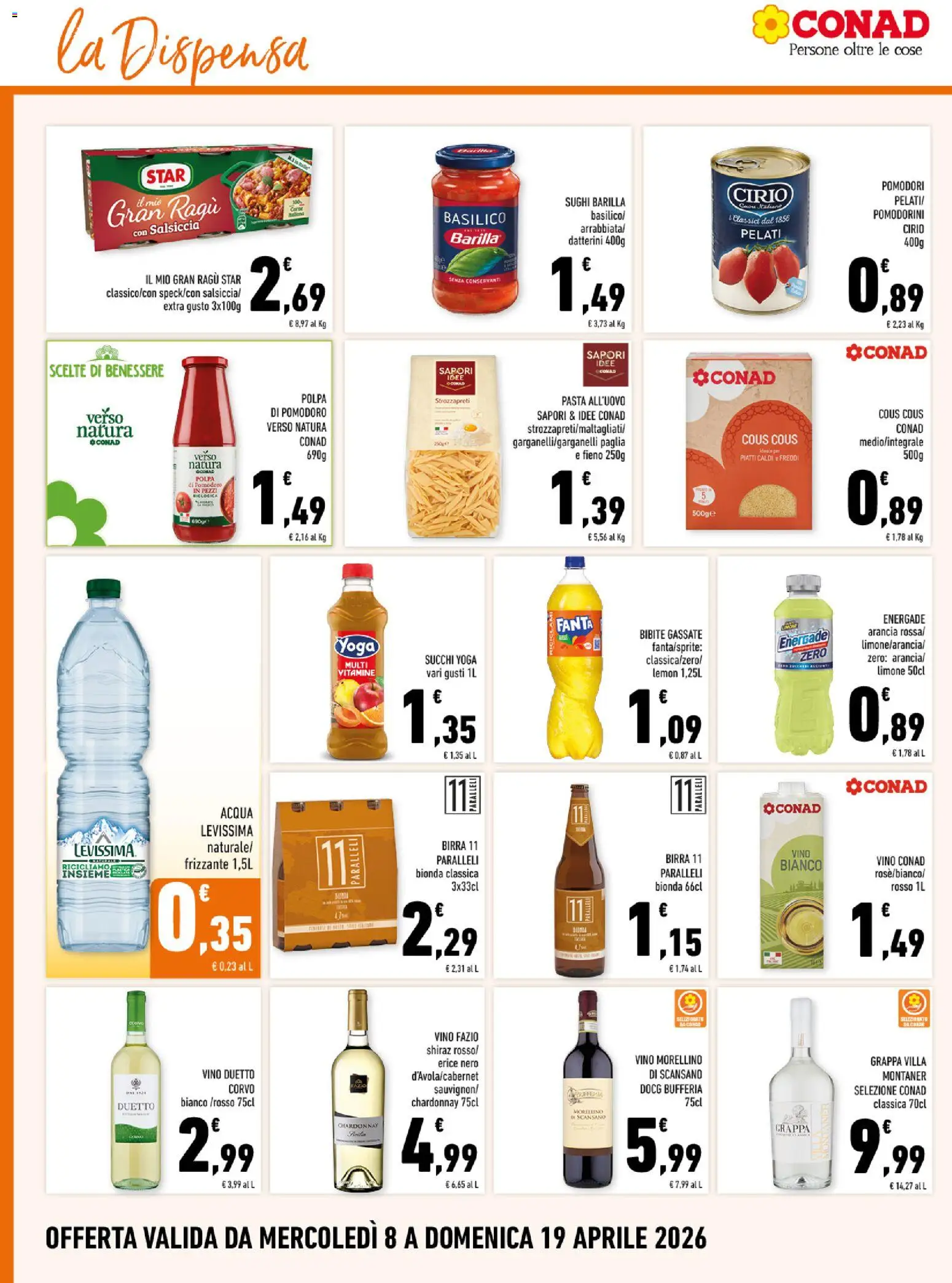 Volantino Conad del 08.04.2026 | Pagina: 12 | Prodotti: Pomodorini, Pasta, Basilico, Fanta