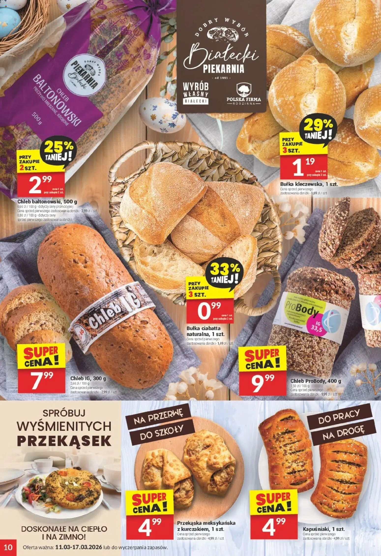 Twój Market gazetka od 11.03.2026 | Strona: 10 | Produkty: Pieczywo, Piekarnia, Bułka, Chleb