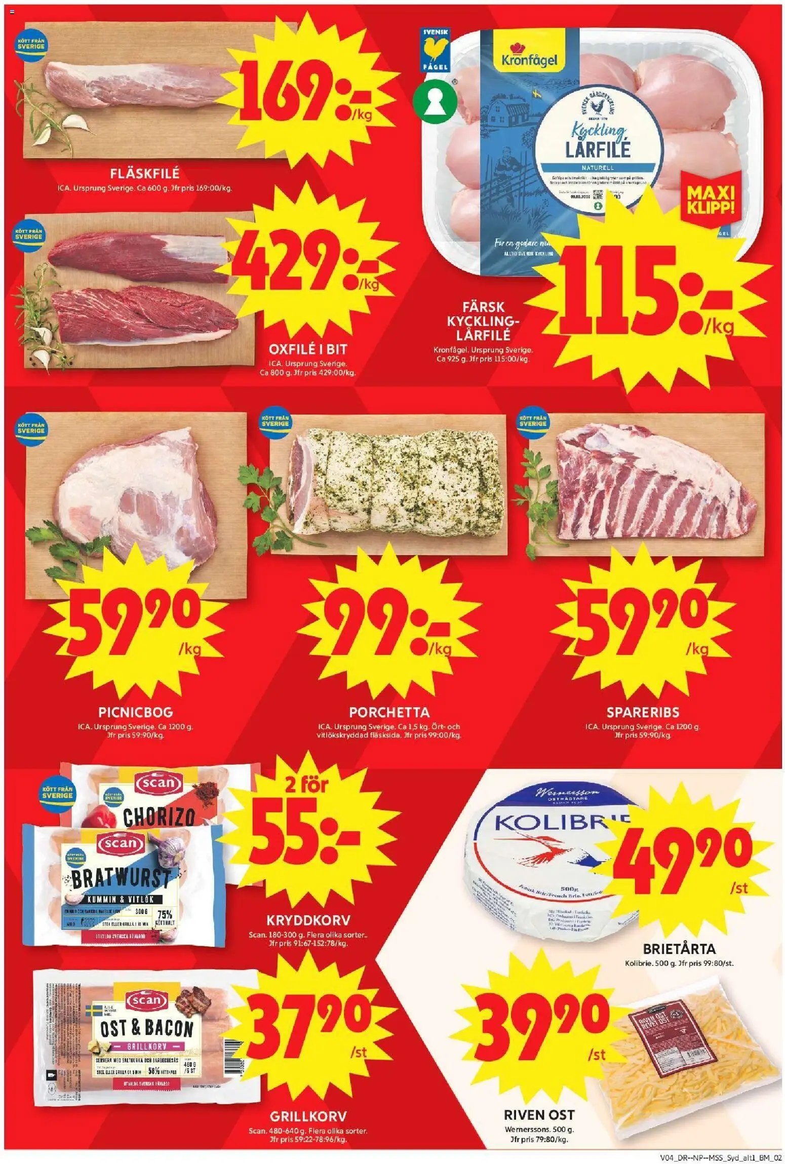 ICA Maxi reklamblad aktuell från 19.01.2026 | Sida: 2 | Produkter: Bacon, Grillkorv, Riven ost, Ost