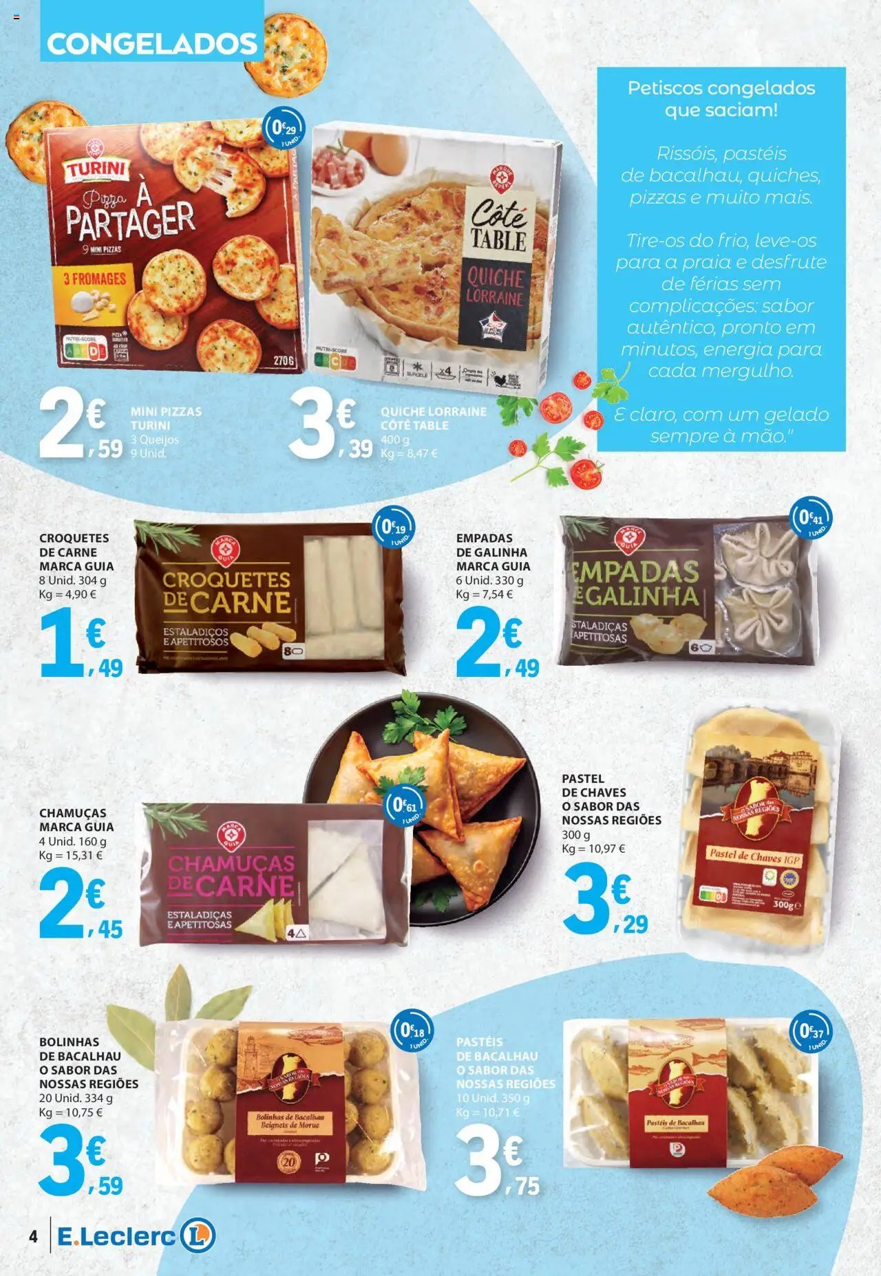 E.Leclerc - Folheto da Nossa Marca │ válido de 01.08.2025 | Página: 4 | Produtos: Bacalhau, Gelado, Pizza, Carne
