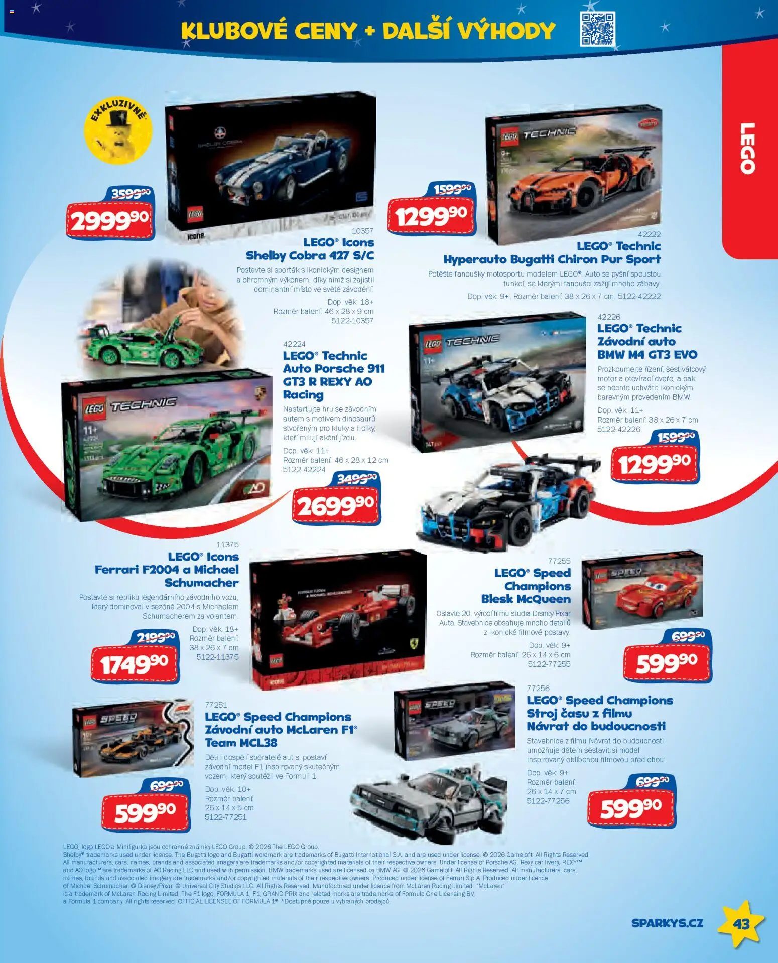Sparkys katalog Léto 2026 od 01.05.2026 | Strana: 43 | Produkty: LEGO, Bugatti, Známky, Stavebnice