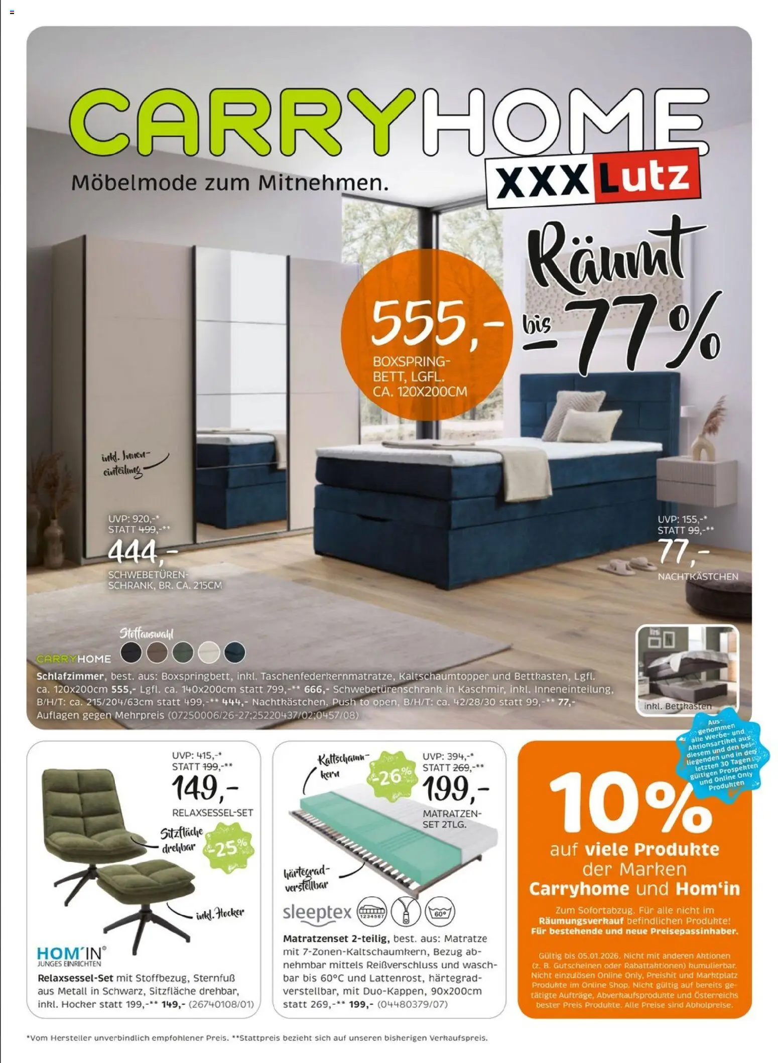 XXXLutz Carry Home gültig ab 29.12.2025 | Seite: 1 | Produkte: Matratze