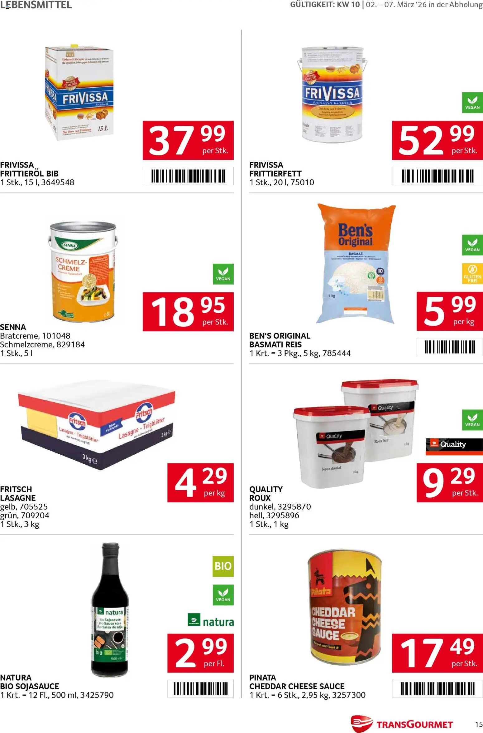 Transgourmet Flugblatt gültig ab 02.03.2026 | Seite: 14 | Produkte: Libacomb, Huile à frire, Creme, Reis