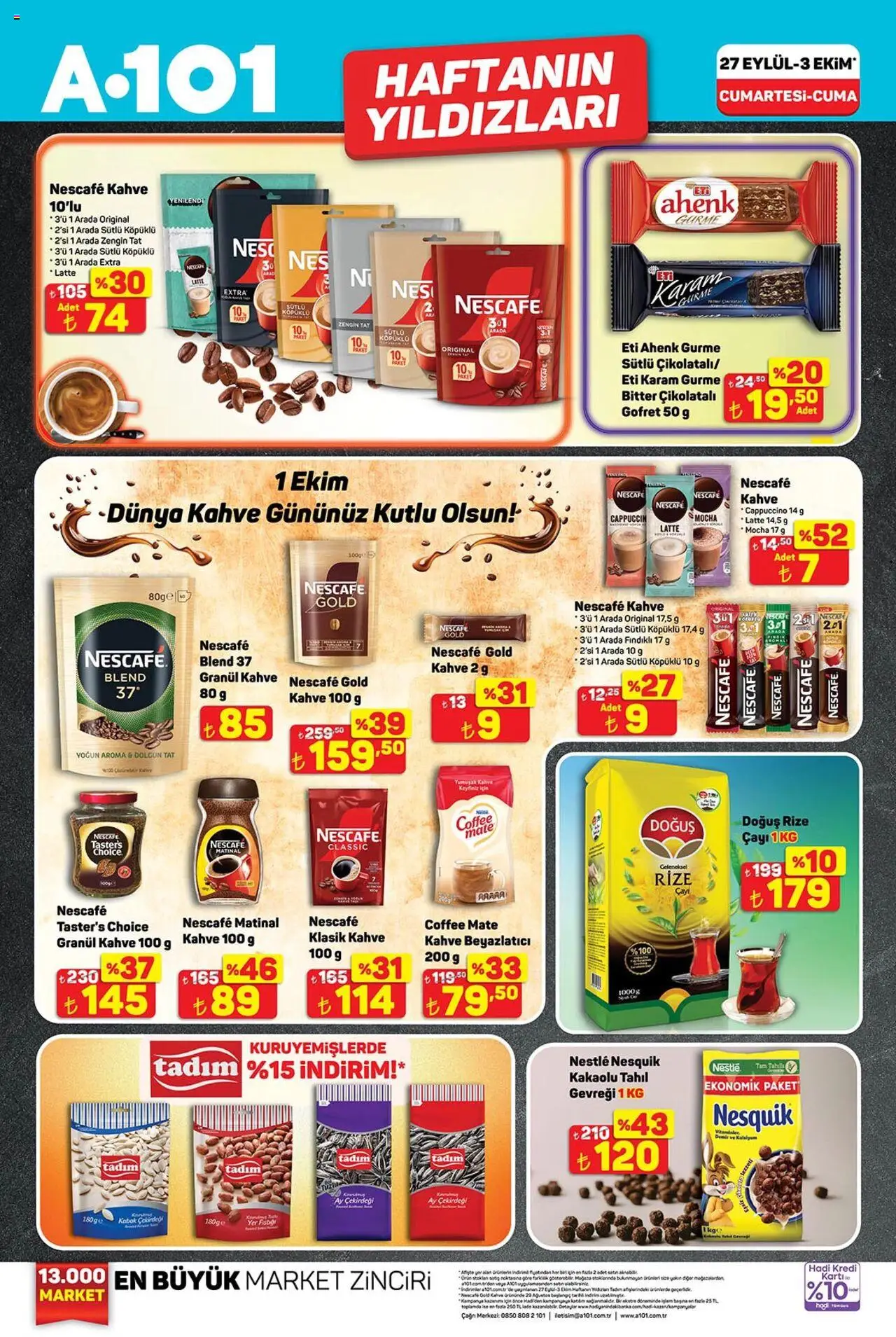 A101 Katalog - 27.09.2025 tarihinden itibaren geçerlidir | Sayfa: 2 | Ürünler: Kabak, Gofret, Yer fıstığı, Tahıl