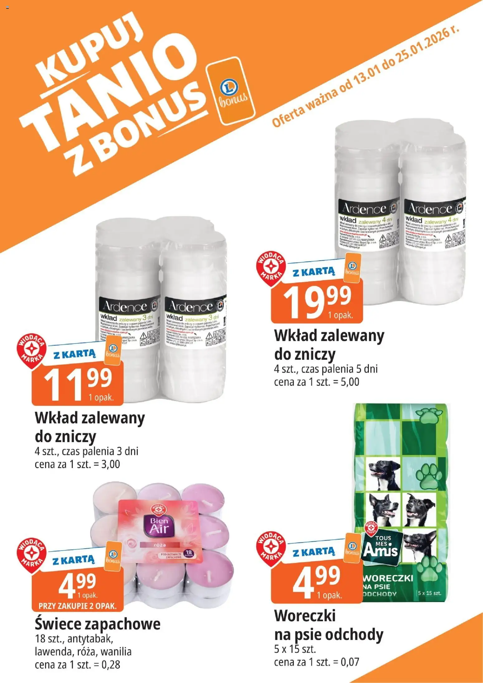 E.Leclerc Gazetka - Tychy kupony dodatkowe od 13.01.2026 | Strona: 14 | Produkty: Karta, Świece