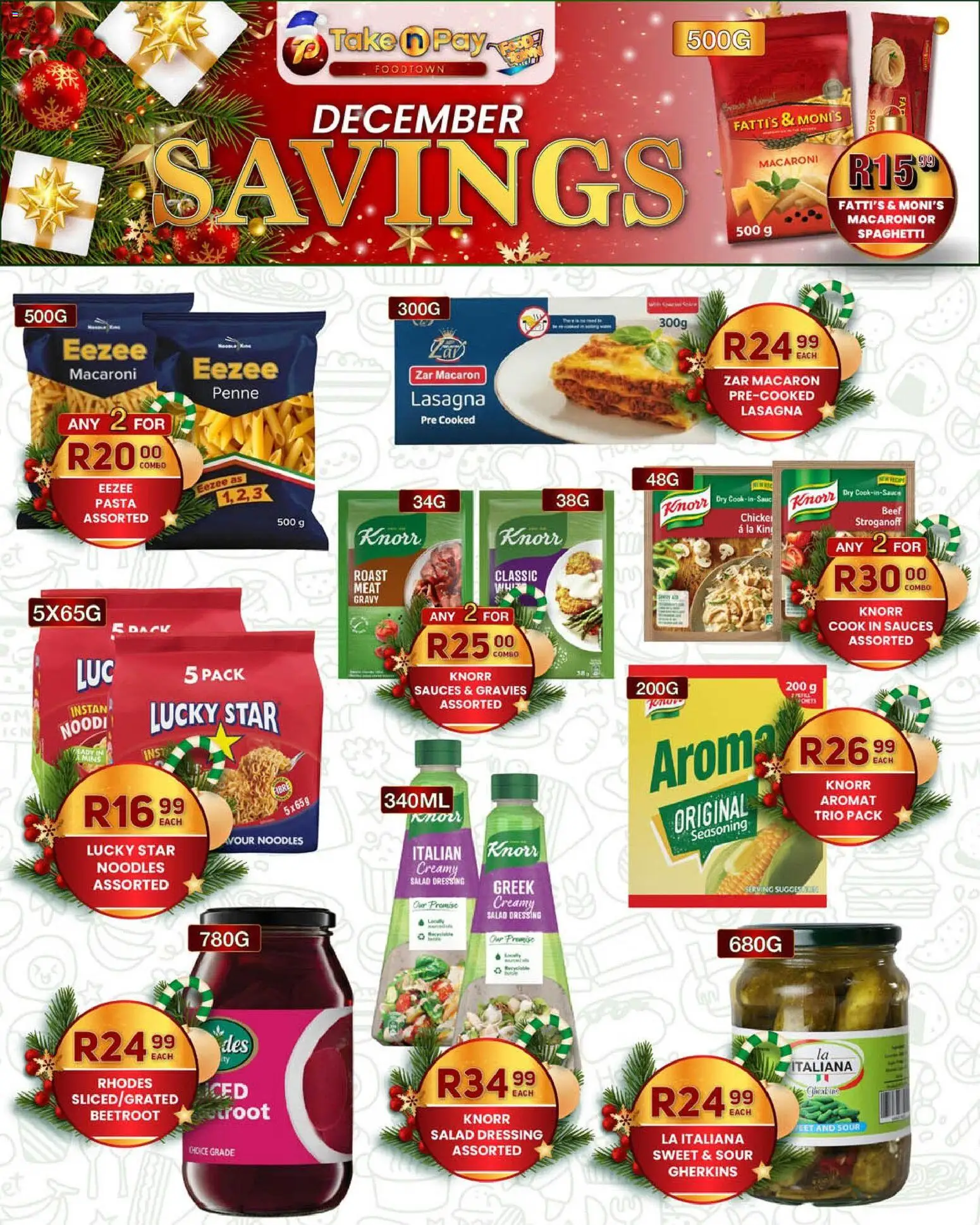 New Take n Pay catalogue – valid from 08.12.2025 | Page: 4 | Products: Sauces, Noodles, Dressing, Aromat