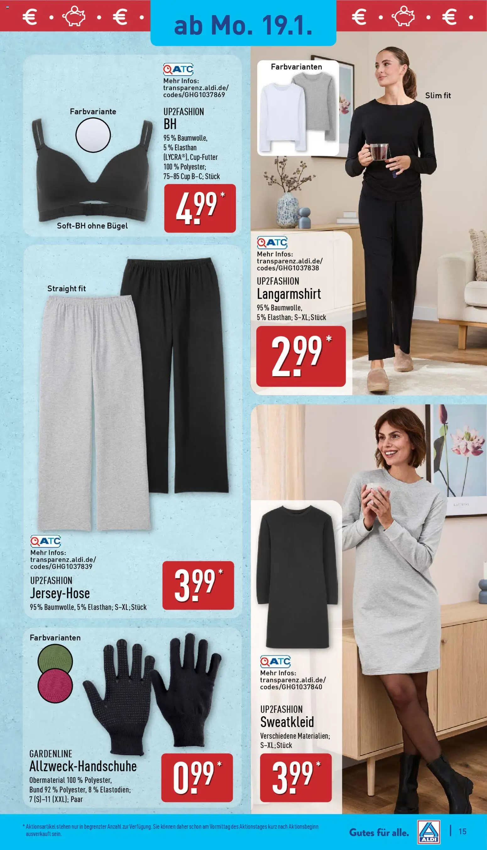 Aldi Prospekt 	 – gültig ab 19.01.2026 | Seite: 15 | Produkte: Up2fashion, Langarmshirt