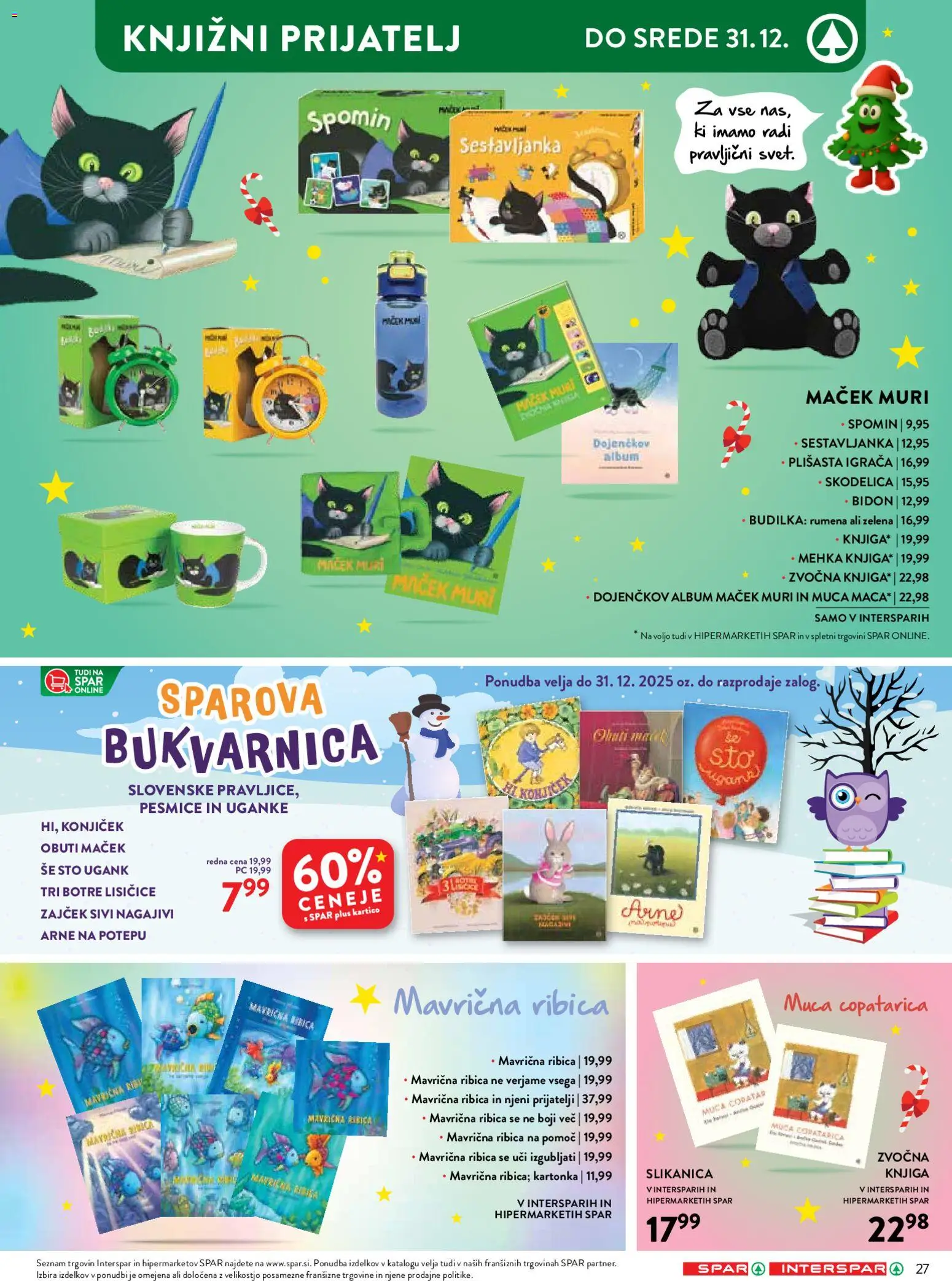 Novi Spar katalog ponudbe – veljaven od 12.11.2025 | Stran: 27 | Izdelki: Budilka, Skodelica, Knjiga, Zelena