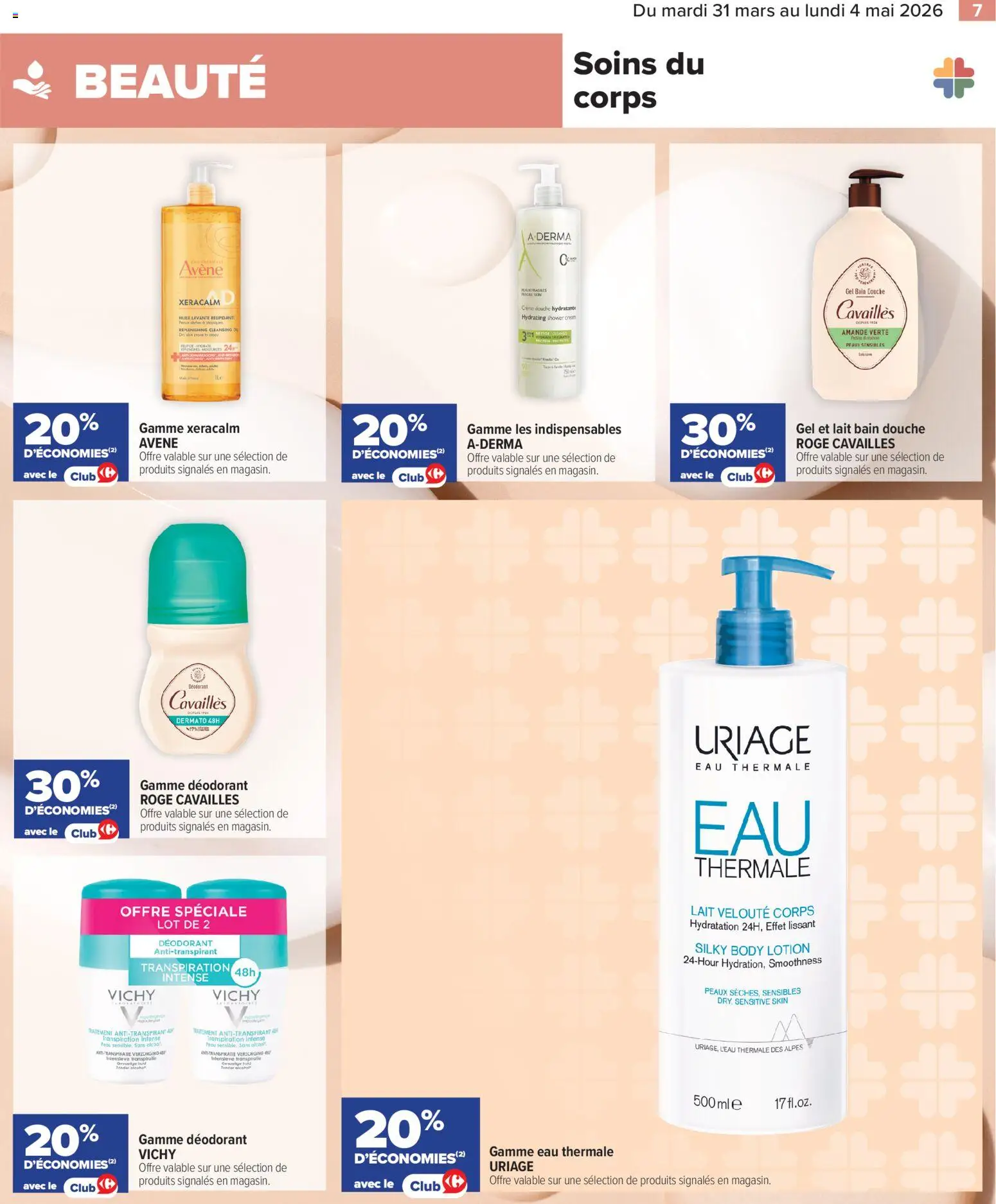 {H1} | Page: 7 | Produits: Eau thermale, Déodorant, Douche, Huile