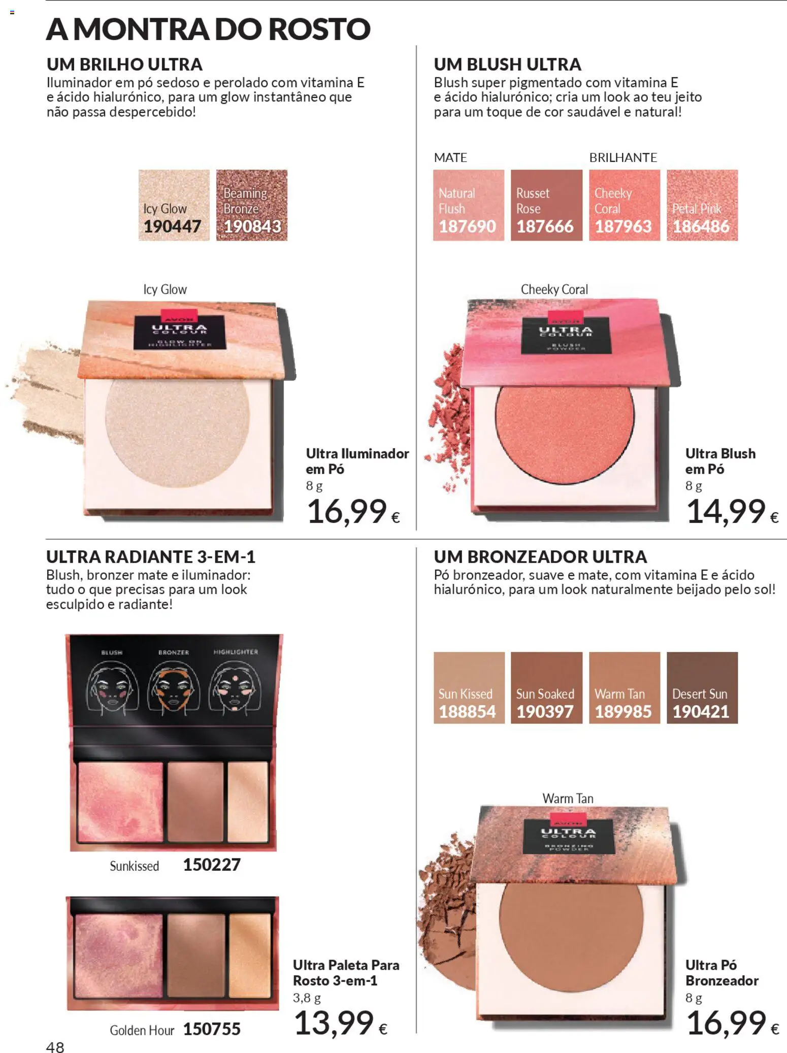 Catálogo Avon Campanha 1 │ válido de 01.01.2026 | Página: 48 | Produtos: Iluminador, Pó, Blush, Bronzer