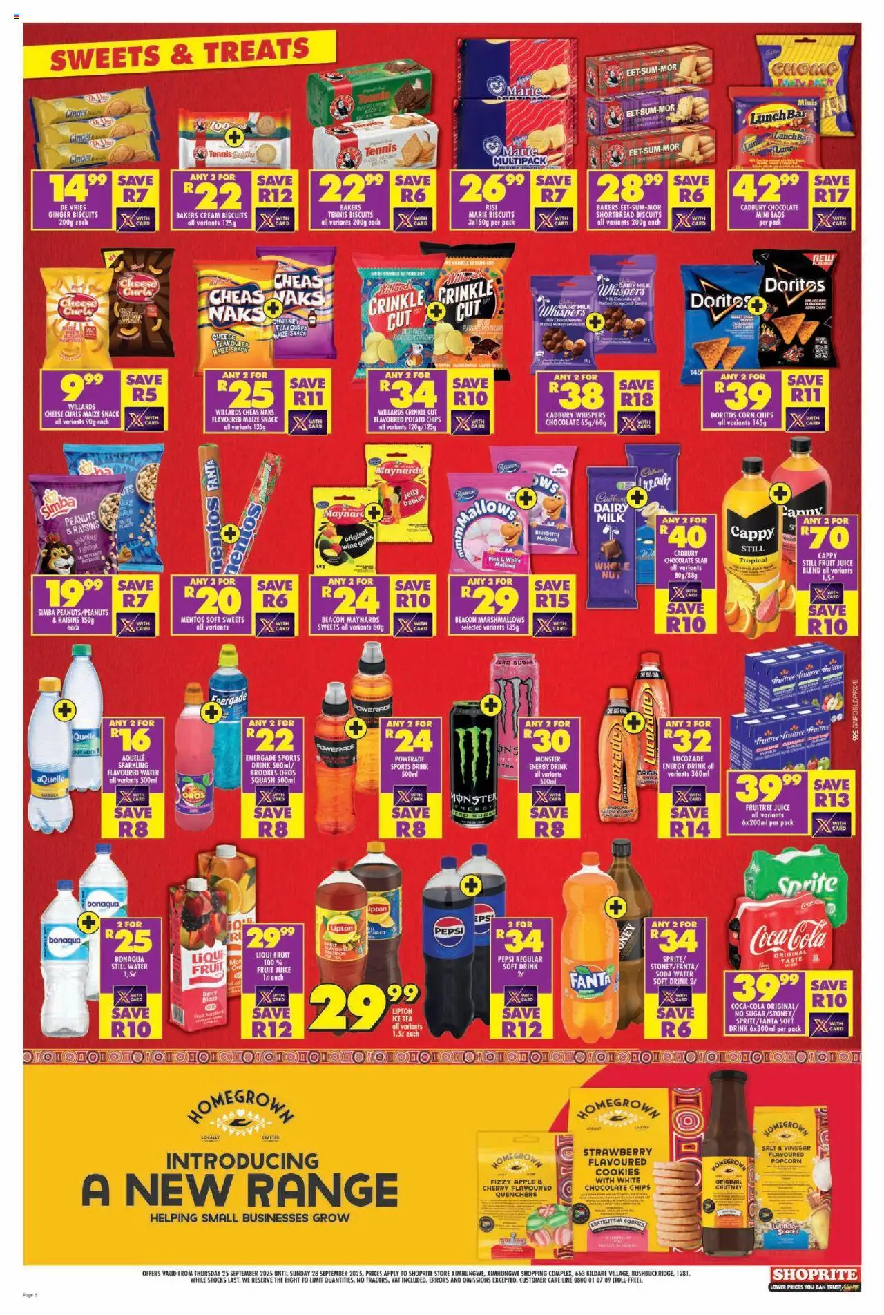 New Shoprite catalogue – valid from 25.09.2025 | Page: 6 | Products: Chutney, Sprite, Raisins, Salt