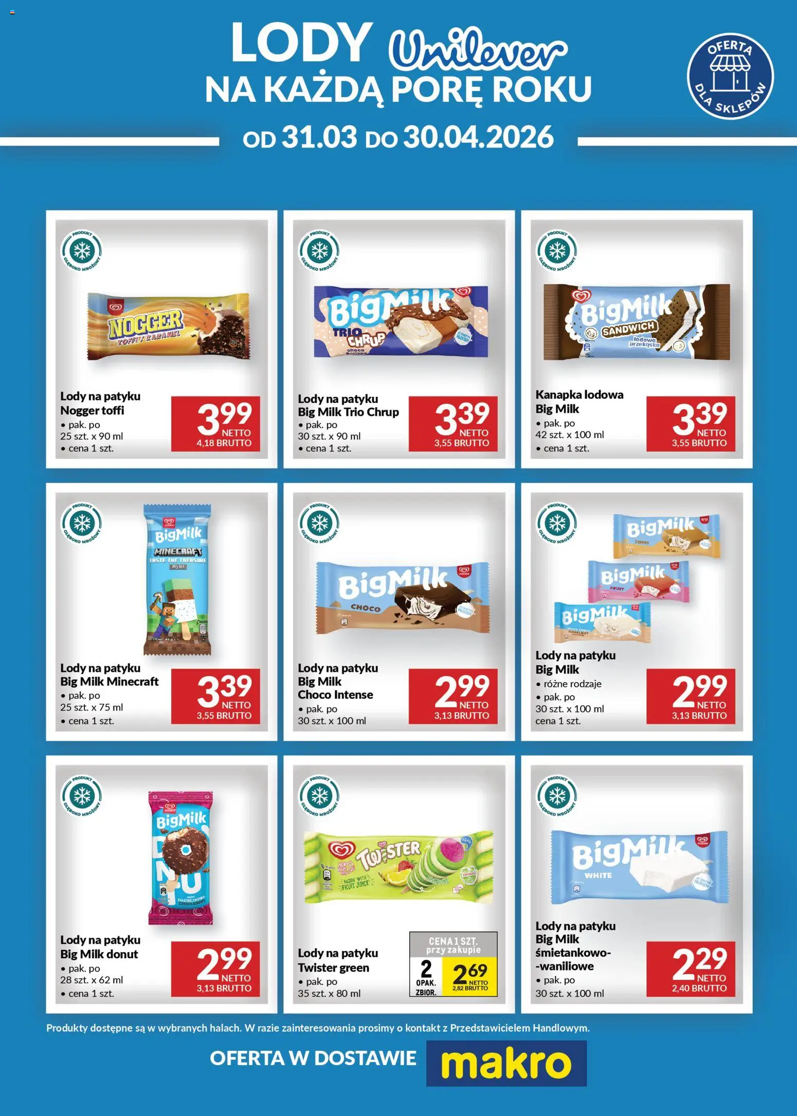 Makro gazetka - Unilever od 31.03.2026 | Strona: 2 | Produkty: Sandwich, Big Milk, Donut, Lody