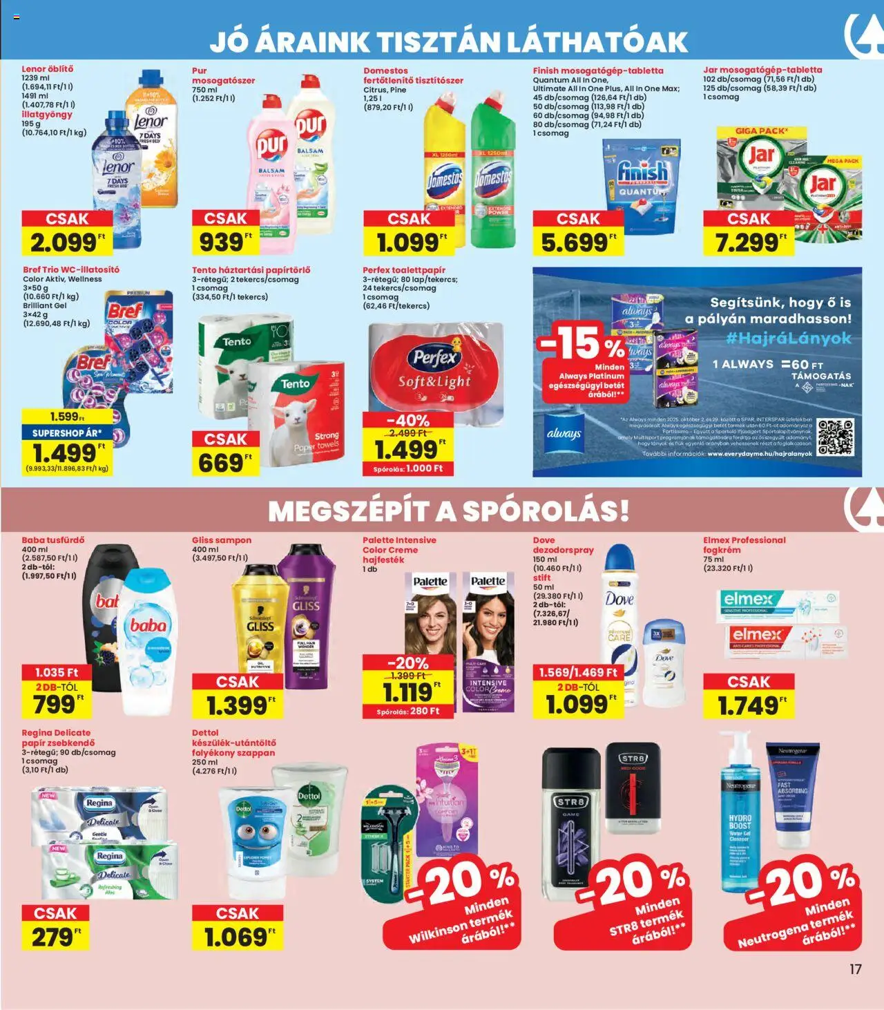 Interspar akciós ujság - amely érvényes a következő dátumtól: 16.10.2025 | Oldal: 17 | Termékek: Papírtörlő, Öblítő, Stift, Szappan