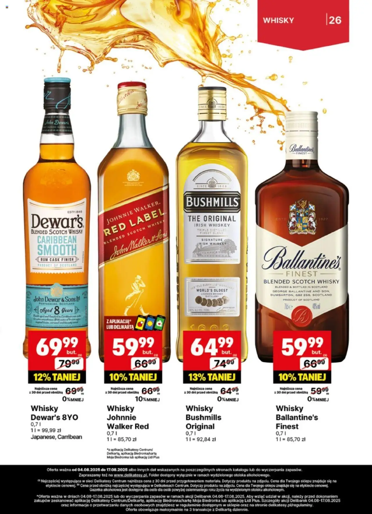 Delikatesy Centrum Gazetka - DeliBarek od 04.08.2025 | Strona: 26 | Produkty: Delikatesy, Rum, Finish, Whisky