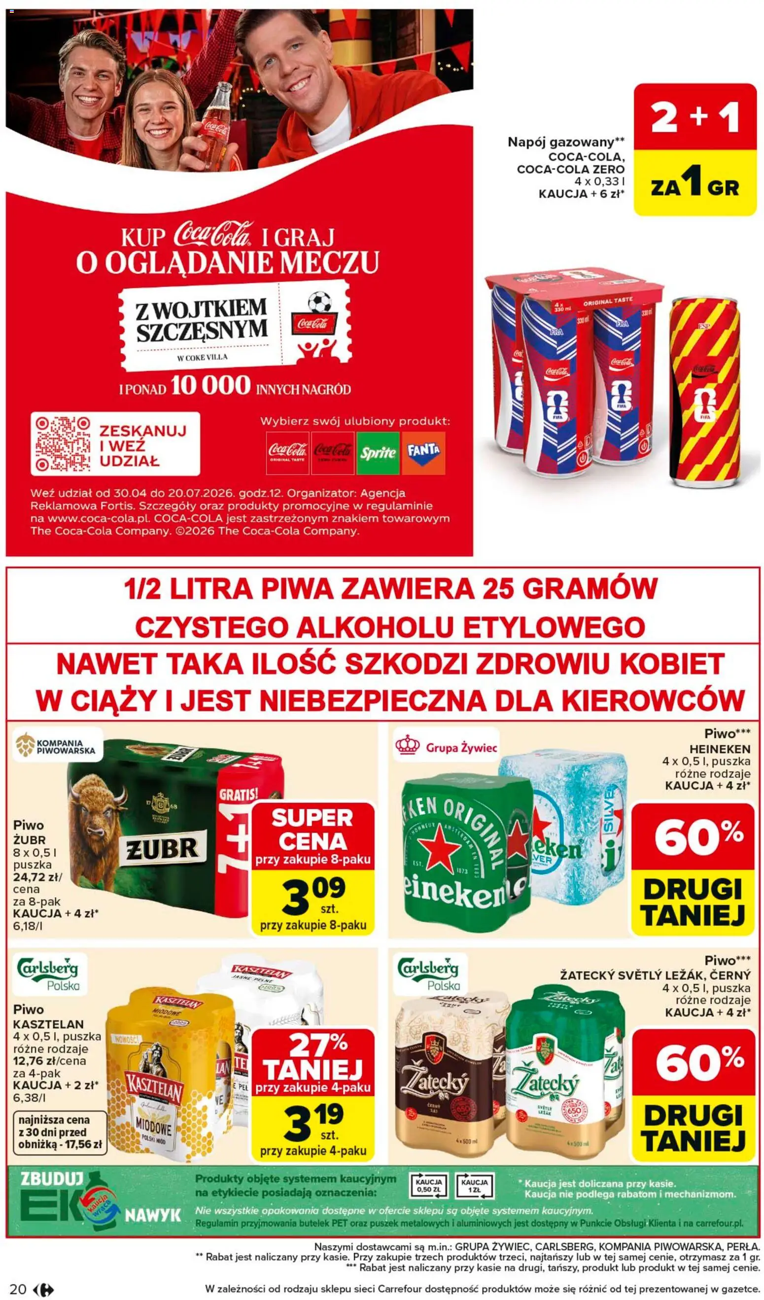 Carrefour gazetka - Misja:Grill Cię wzywa od 23.04.2026 | Strona: 20 | Produkty: Piwo żubr, Sprite, Coca cola, Piwo