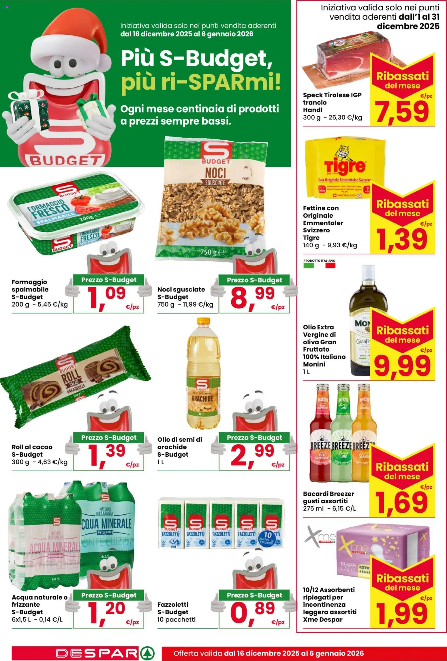 Volantino Despar del 16.12.2025 | Pagina: 18 | Prodotti: Speck, Formaggio, Olio, Lime