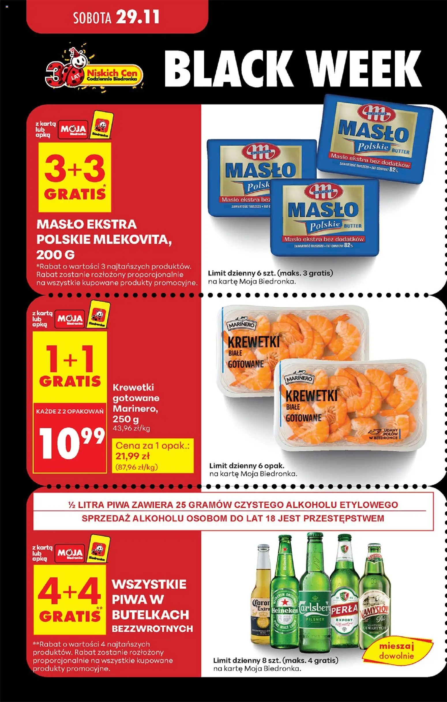 Biedronka Black Friday od 27.11.2025 | Strona: 8 | Produkty: Krewetki, Krewetki gotowane, Masło, Heineken
