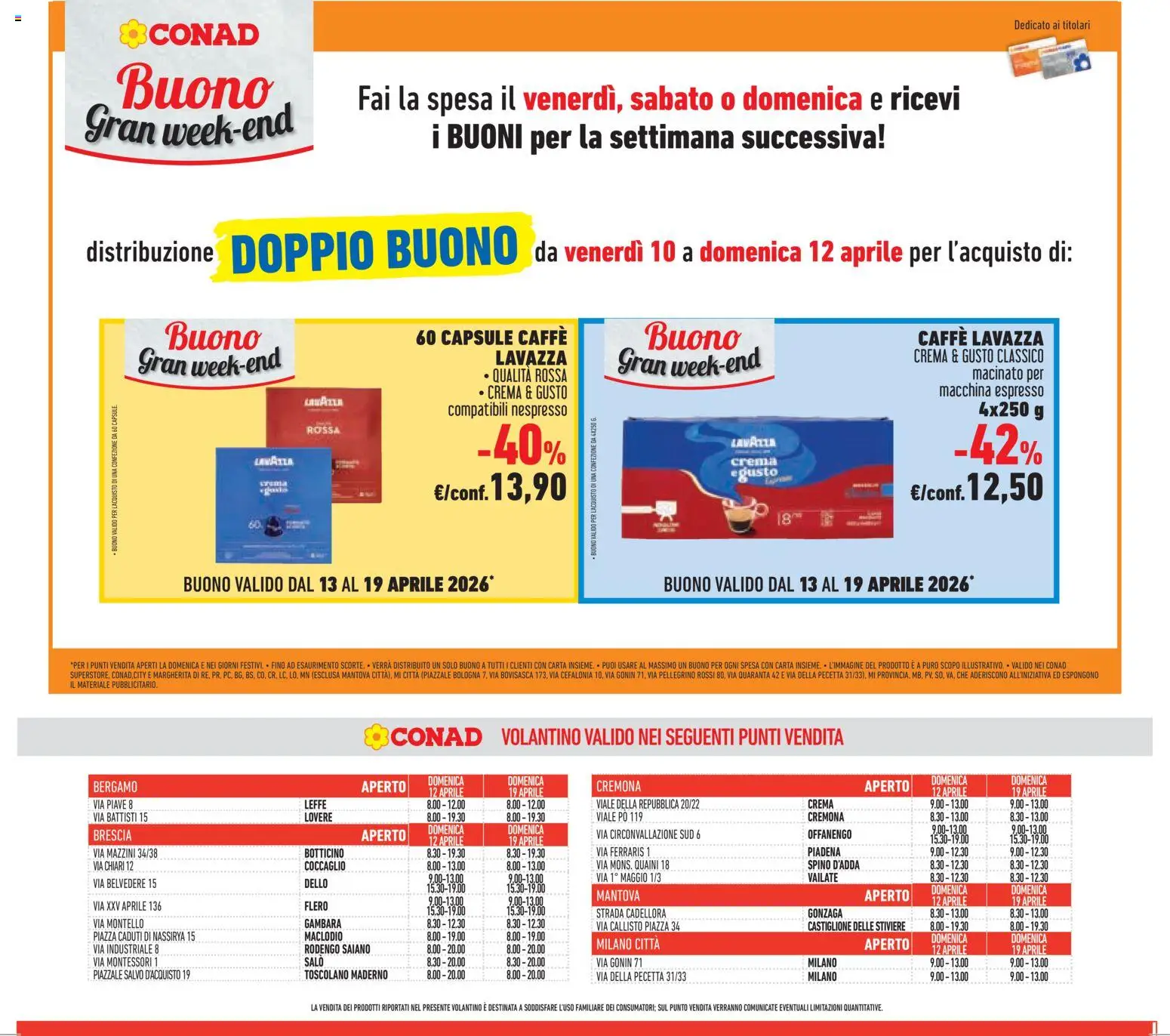 Volantino Conad del 08.04.2026 | Pagina: 17 | Prodotti: Crema, Caffè, Lavazza, Macinato